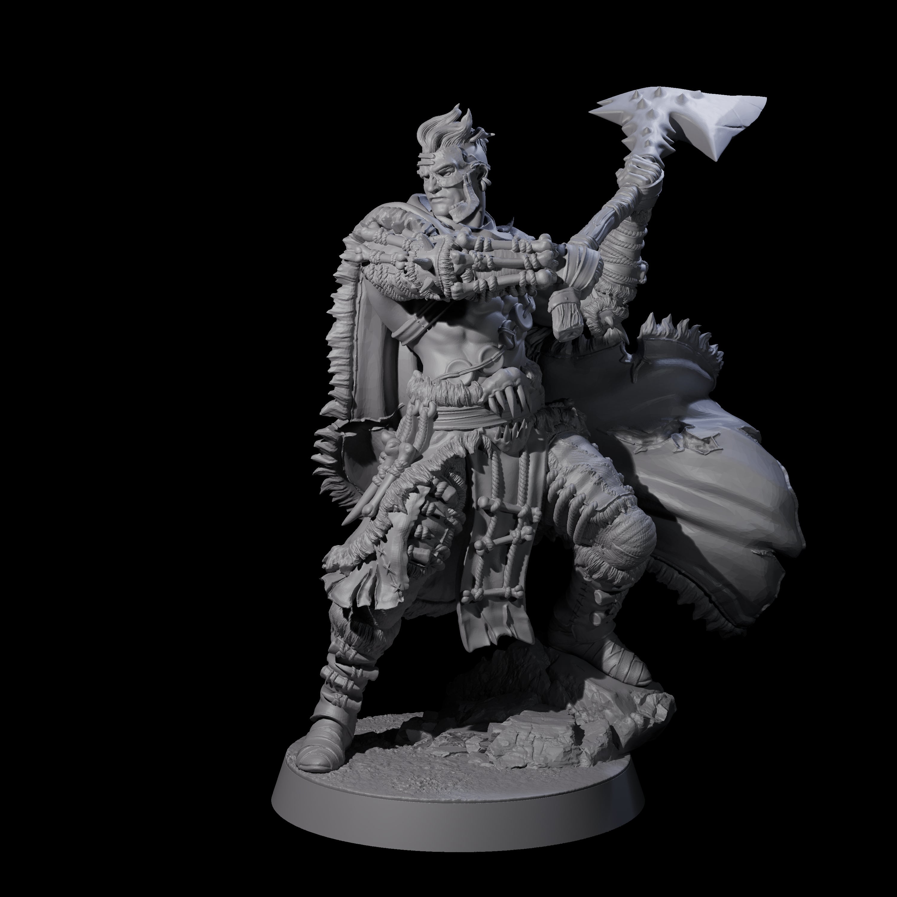 Half Masked Berserker E Miniature for Dungeons and Dragons, Pathfinder or other TTRPGs