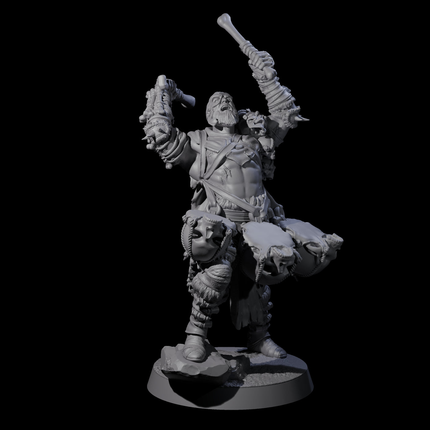 Half Masked Berserker F Miniature for Dungeons and Dragons, Pathfinder or other TTRPGs