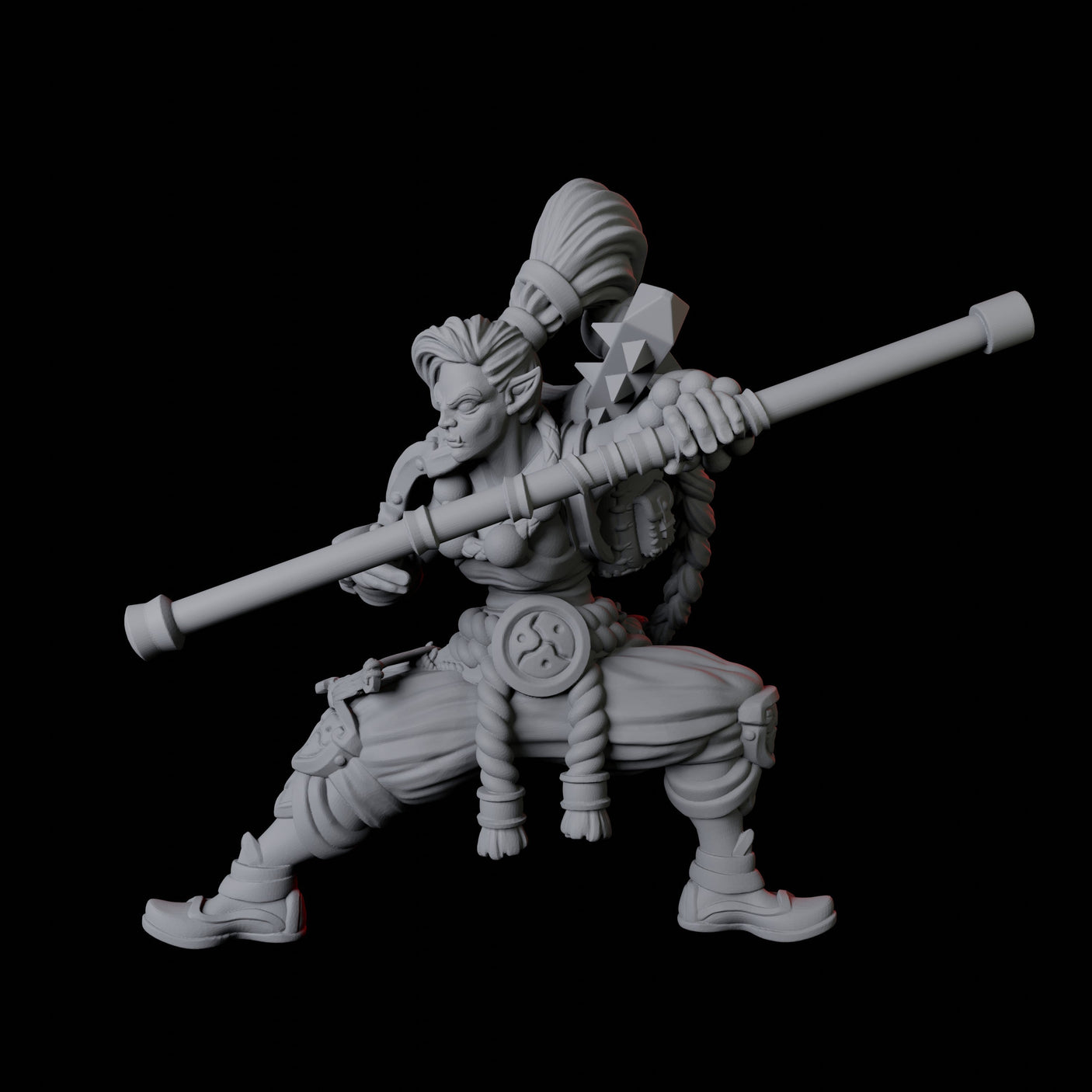 Half Orc Monk B Miniature for Dungeons and Dragons, Pathfinder or other TTRPGs