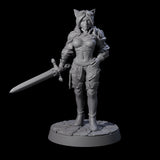 Half Tabaxi Confident Fighter Miniature for Dungeons and Dragons, Pathfinder or other TTRPGs