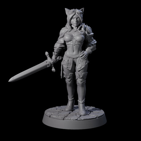 Half Tabaxi Confident Fighter Miniature for Dungeons and Dragons, Pathfinder or other TTRPGs