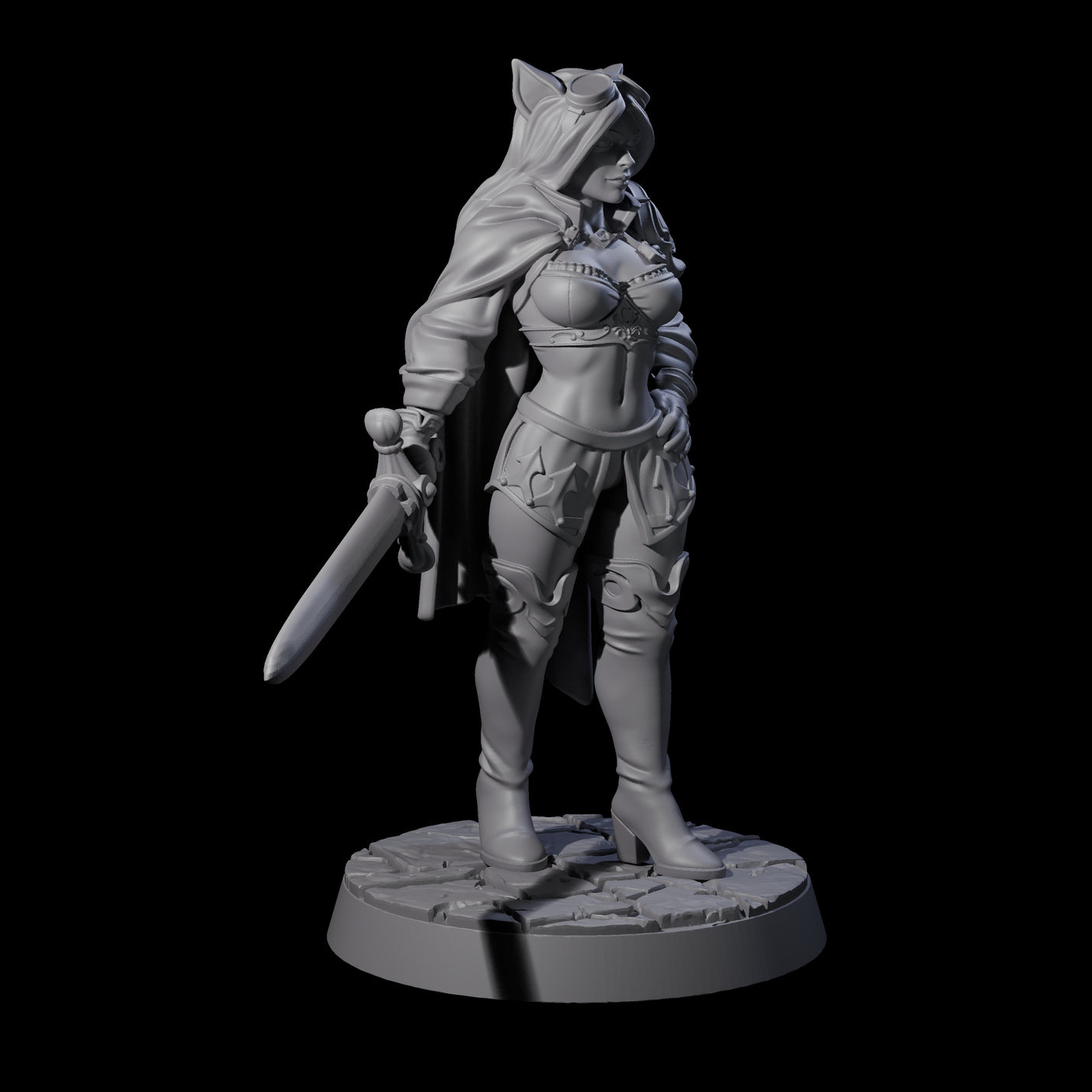 Half Tabaxi Confident Fighter Miniature for Dungeons and Dragons, Pathfinder or other TTRPGs