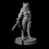 Half Tabaxi Confident Fighter Miniature for Dungeons and Dragons, Pathfinder or other TTRPGs