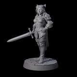 Half Tabaxi Confident Fighter Miniature for Dungeons and Dragons, Pathfinder or other TTRPGs