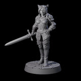 Half Tabaxi Confident Fighter Miniature for Dungeons and Dragons, Pathfinder or other TTRPGs