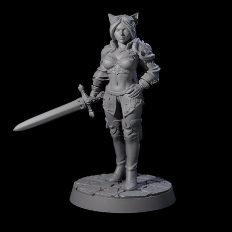 Half Tabaxi Confident Fighter Miniature for Dungeons and Dragons, Pathfinder or other TTRPGs