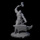 Hammering Blacksmith Miniature for Dungeons and Dragons, Pathfinder or other TTRPGs