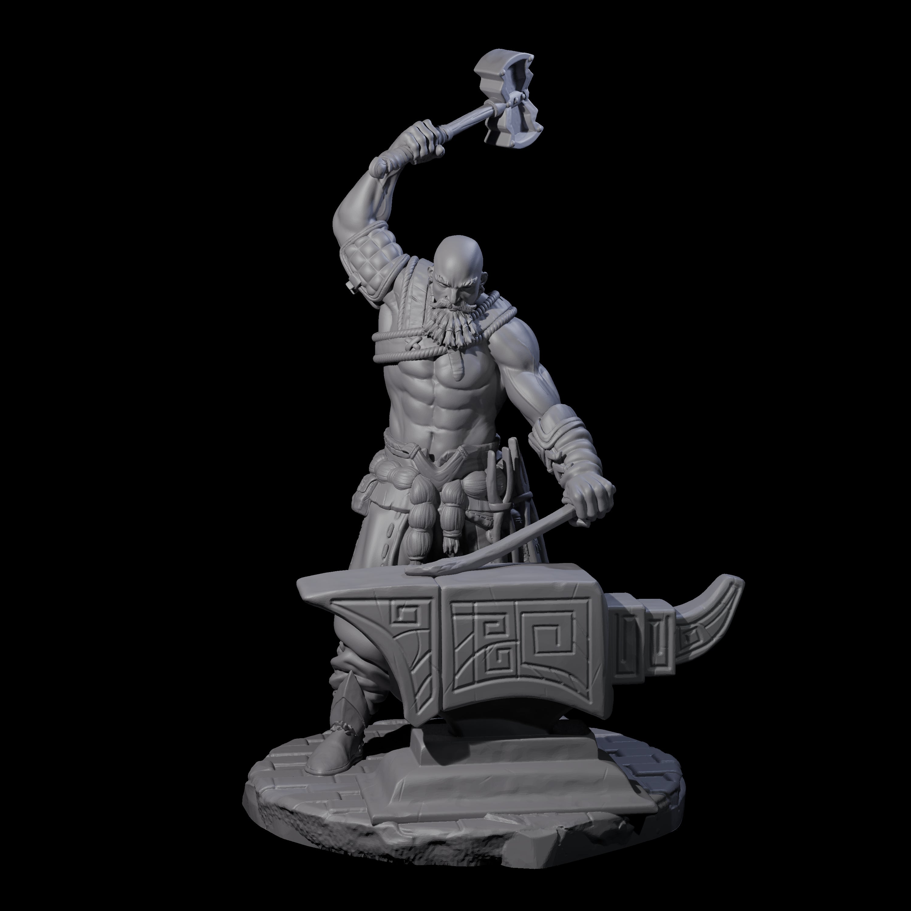 Hammering Blacksmith Miniature for Dungeons and Dragons, Pathfinder or other TTRPGs