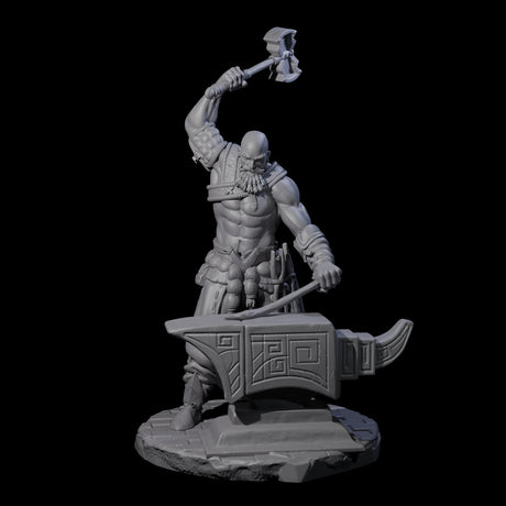 Hammering Blacksmith Miniature for Dungeons and Dragons, Pathfinder or other TTRPGs