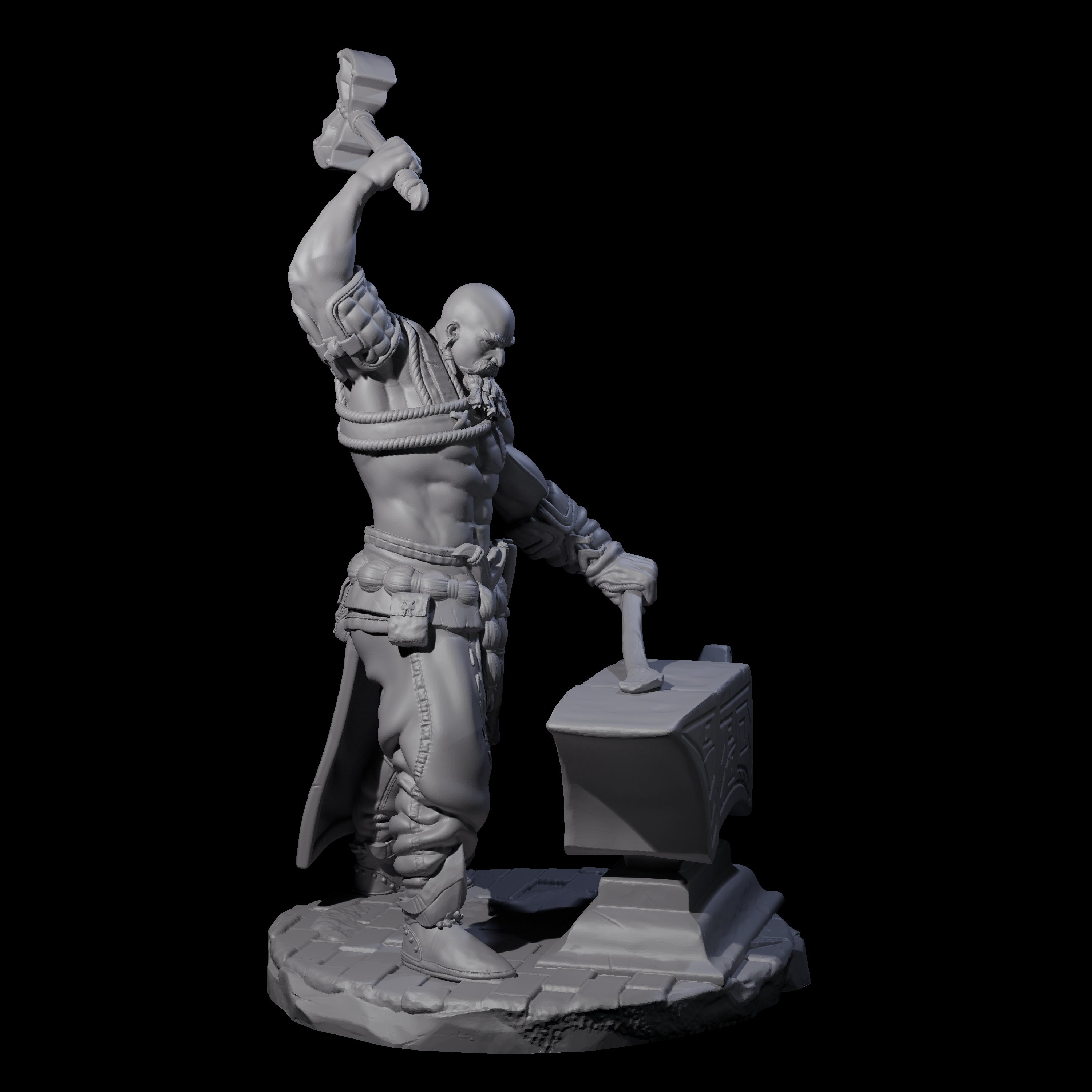 Hammering Blacksmith Miniature for Dungeons and Dragons, Pathfinder or other TTRPGs