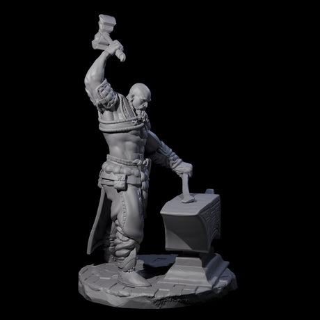 Hammering Blacksmith Miniature for Dungeons and Dragons, Pathfinder or other TTRPGs