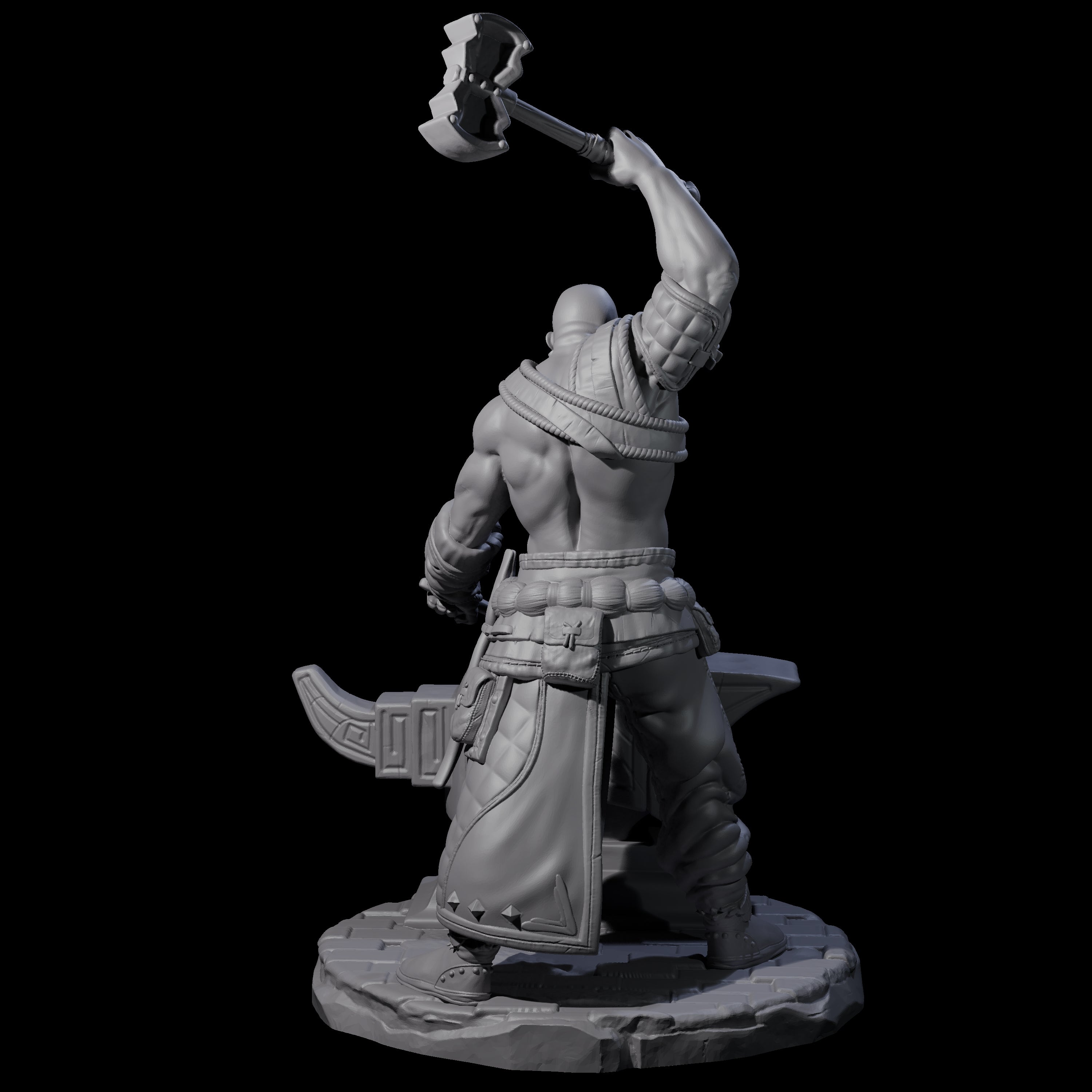Hammering Blacksmith Miniature for Dungeons and Dragons, Pathfinder or other TTRPGs