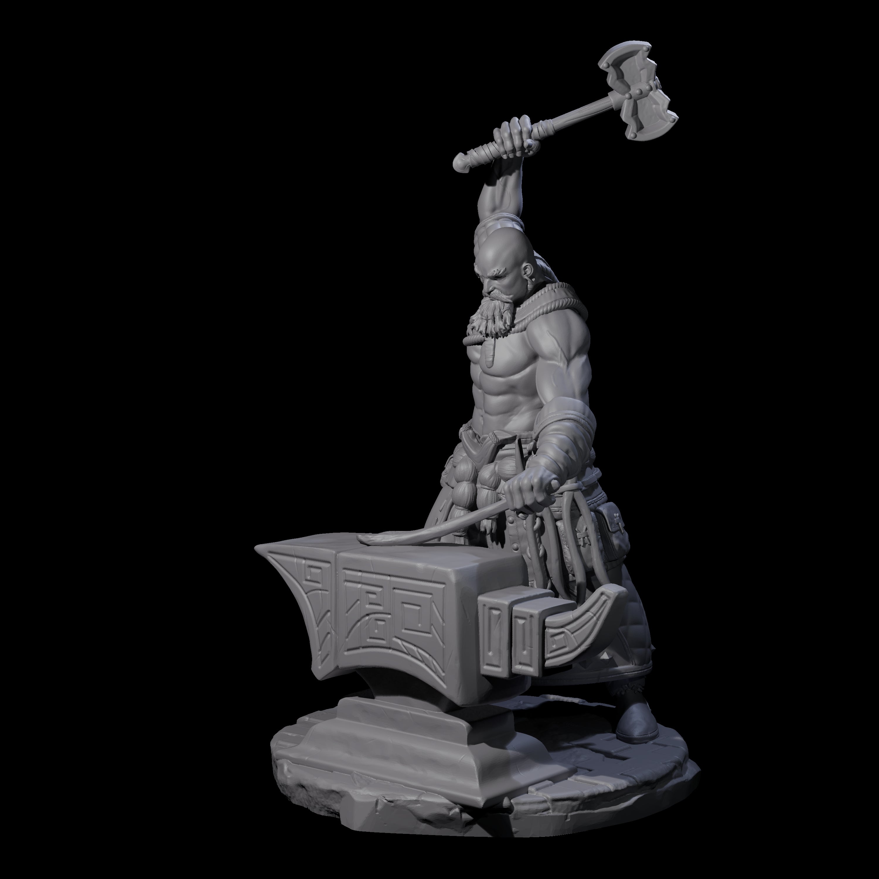 Hammering Blacksmith Miniature for Dungeons and Dragons, Pathfinder or other TTRPGs