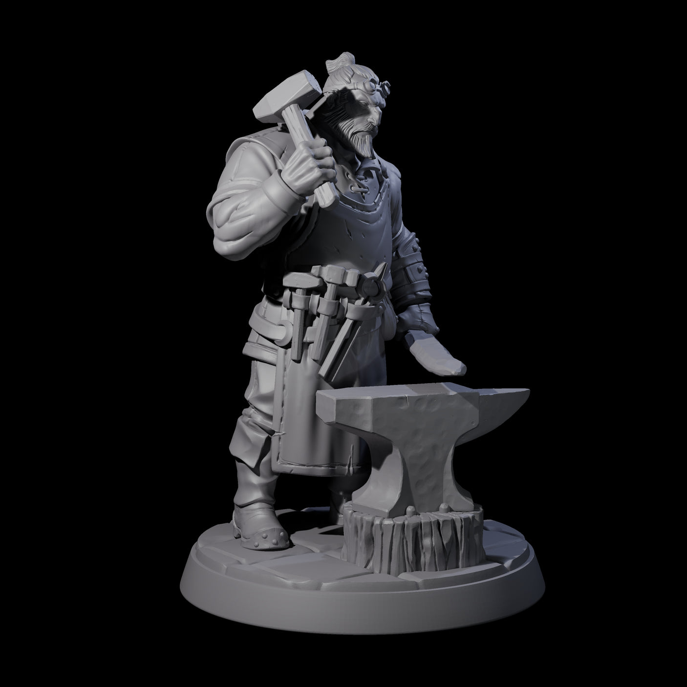 Hard Working Blacksmith Miniature for Dungeons and Dragons, Pathfinder or other TTRPGs