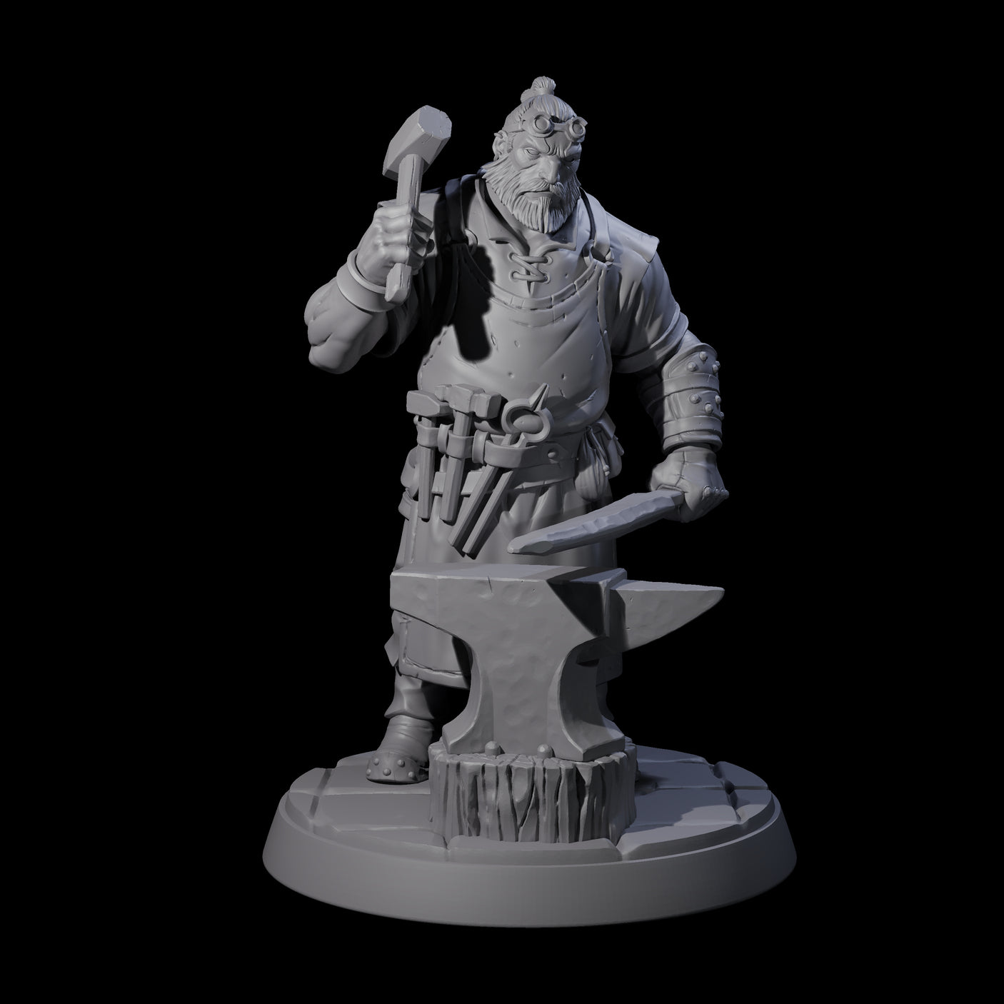 Hard Working Blacksmith Miniature for Dungeons and Dragons, Pathfinder or other TTRPGs