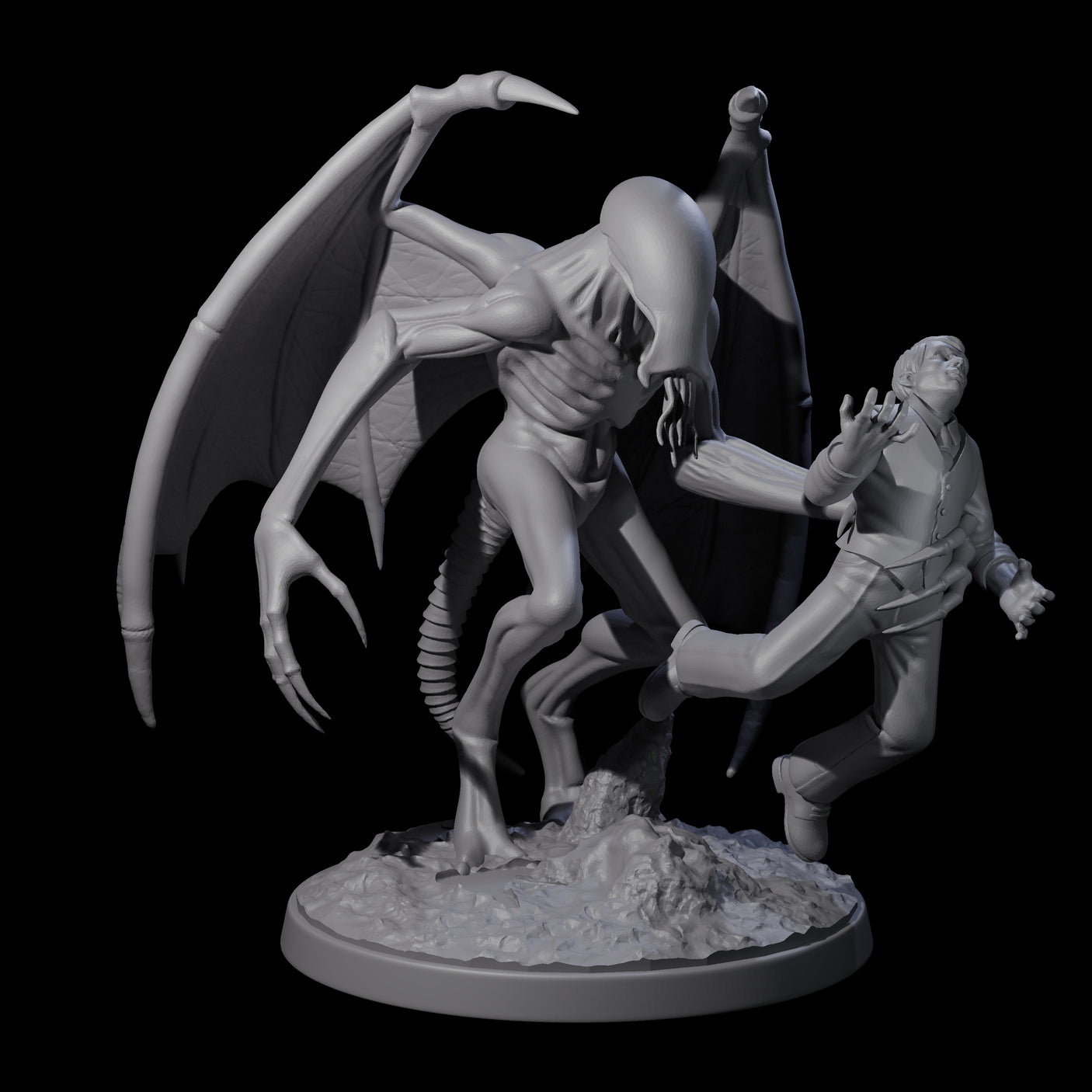 Haunting Nightgaunt with Victim Miniature for Dungeons and Dragons, Pathfinder or other TTRPGs