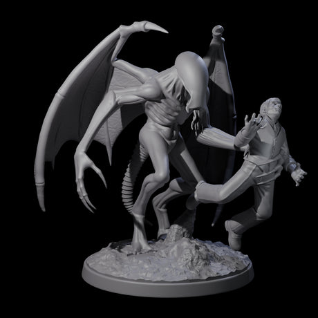 Haunting Nightgaunt with Victim Miniature for Dungeons and Dragons, Pathfinder or other TTRPGs