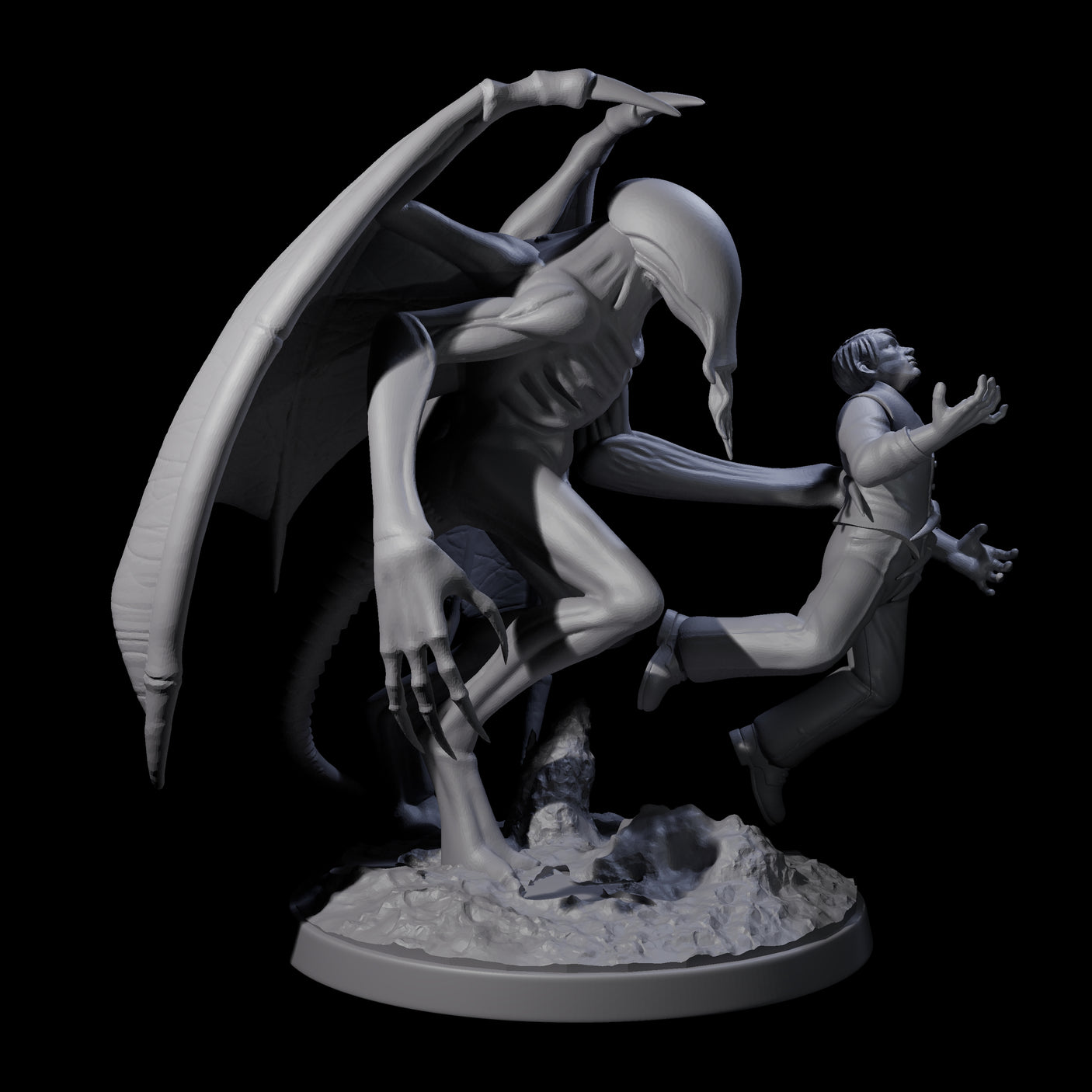 Haunting Nightgaunt with Victim Miniature for Dungeons and Dragons, Pathfinder or other TTRPGs