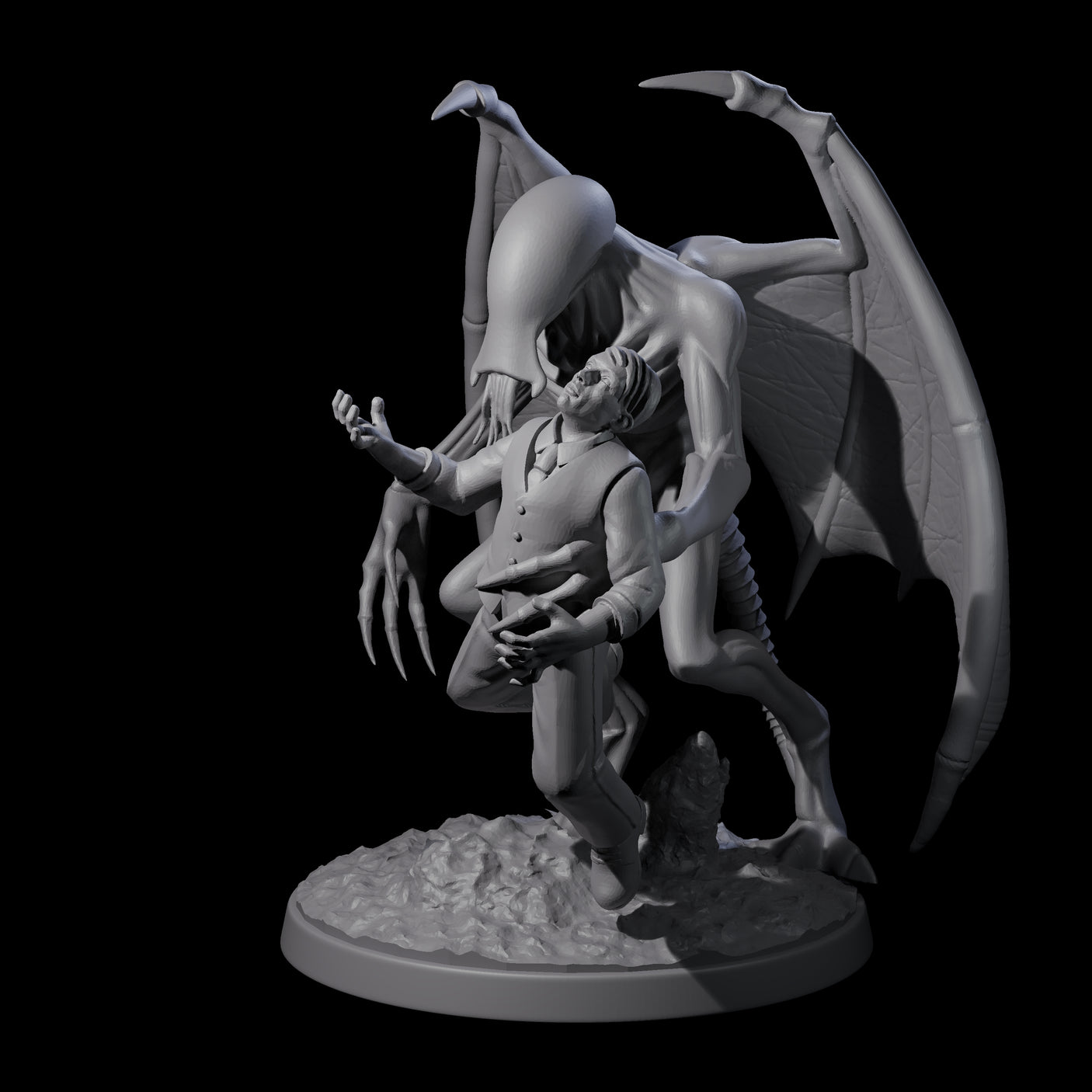 Haunting Nightgaunt with Victim Miniature for Dungeons and Dragons, Pathfinder or other TTRPGs