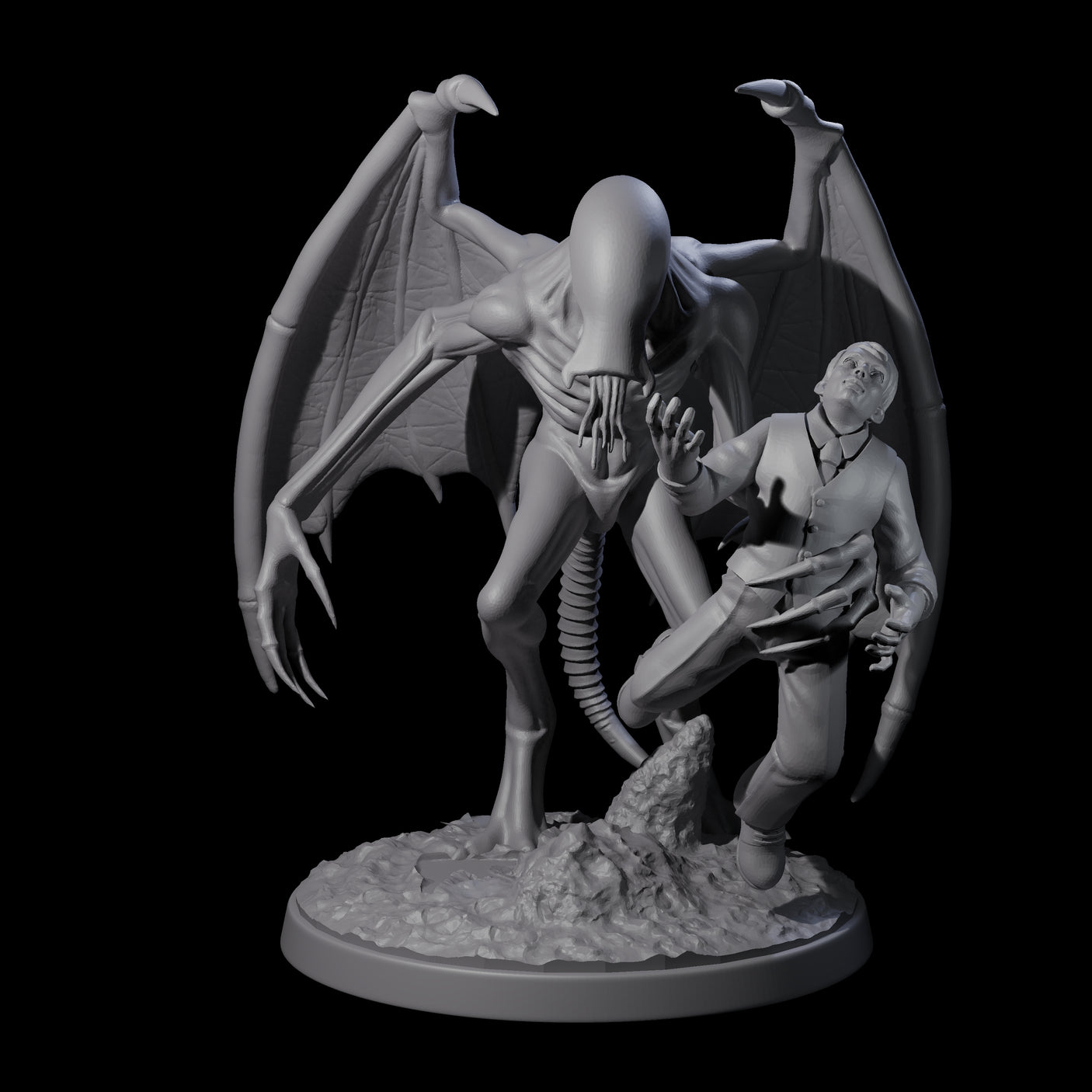 Haunting Nightgaunt with Victim Miniature for Dungeons and Dragons, Pathfinder or other TTRPGs