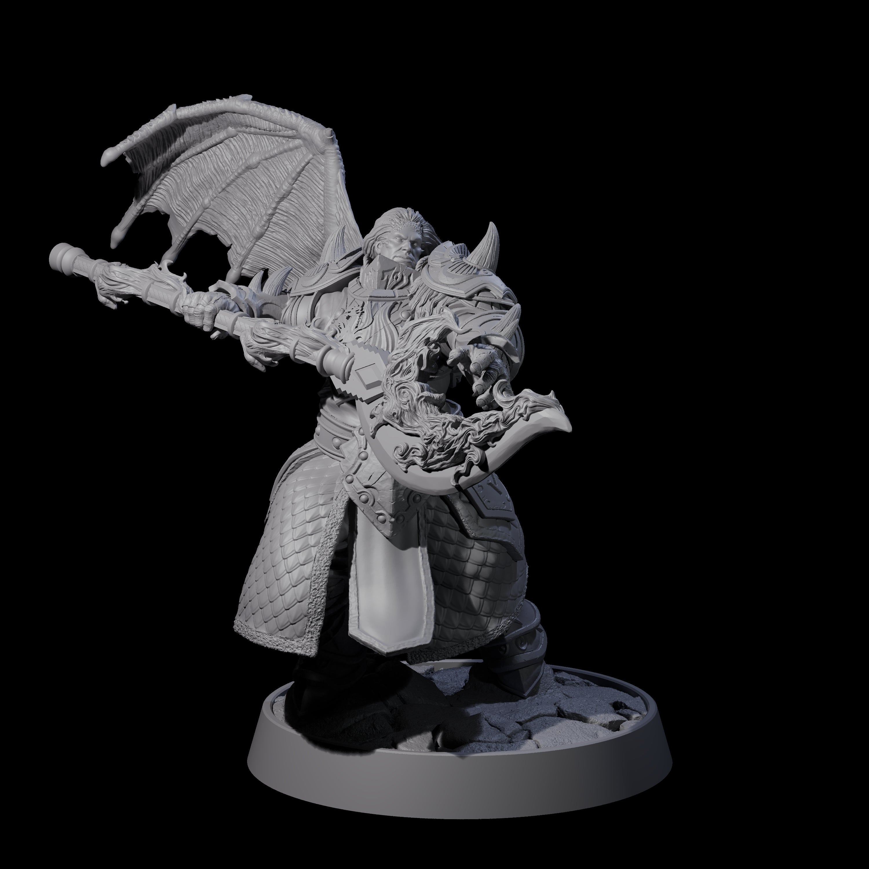 Heavy Armour Half Demon Fighter Miniature for Dungeons and Dragons, Pathfinder or other TTRPGs