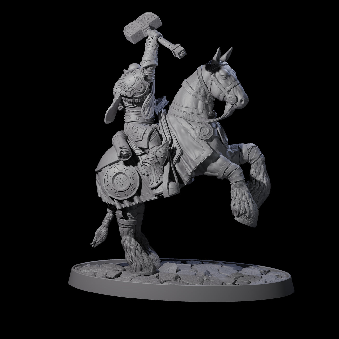 Heavy Cavalry of the Flames A Miniature for Dungeons and Dragons, Pathfinder or other TTRPGs