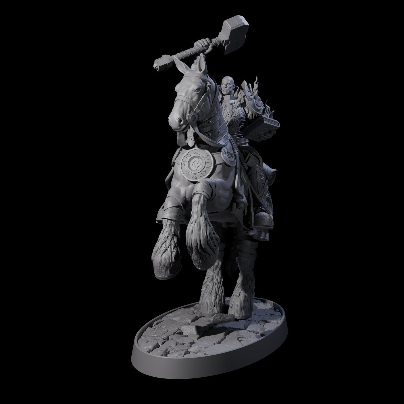 Heavy Cavalry of the Flames A Miniature for Dungeons and Dragons, Pathfinder or other TTRPGs