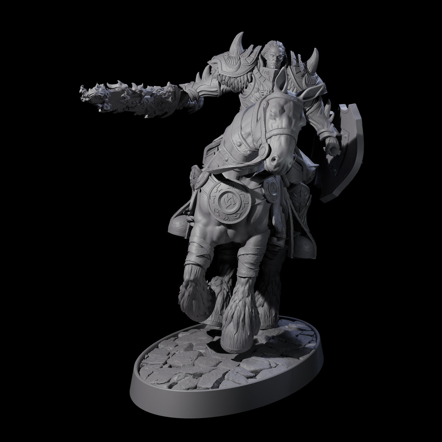 Heavy Cavalry of the Flames B Miniature for Dungeons and Dragons, Pathfinder or other TTRPGs