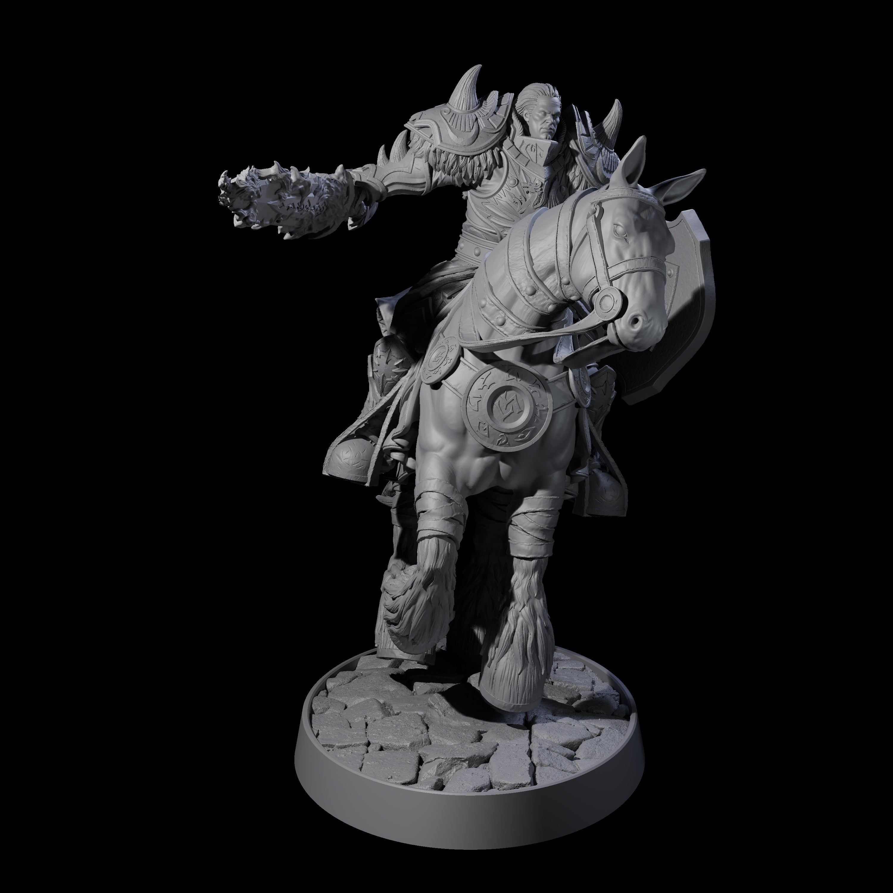 Heavy Cavalry of the Flames B Miniature for Dungeons and Dragons, Pathfinder or other TTRPGs