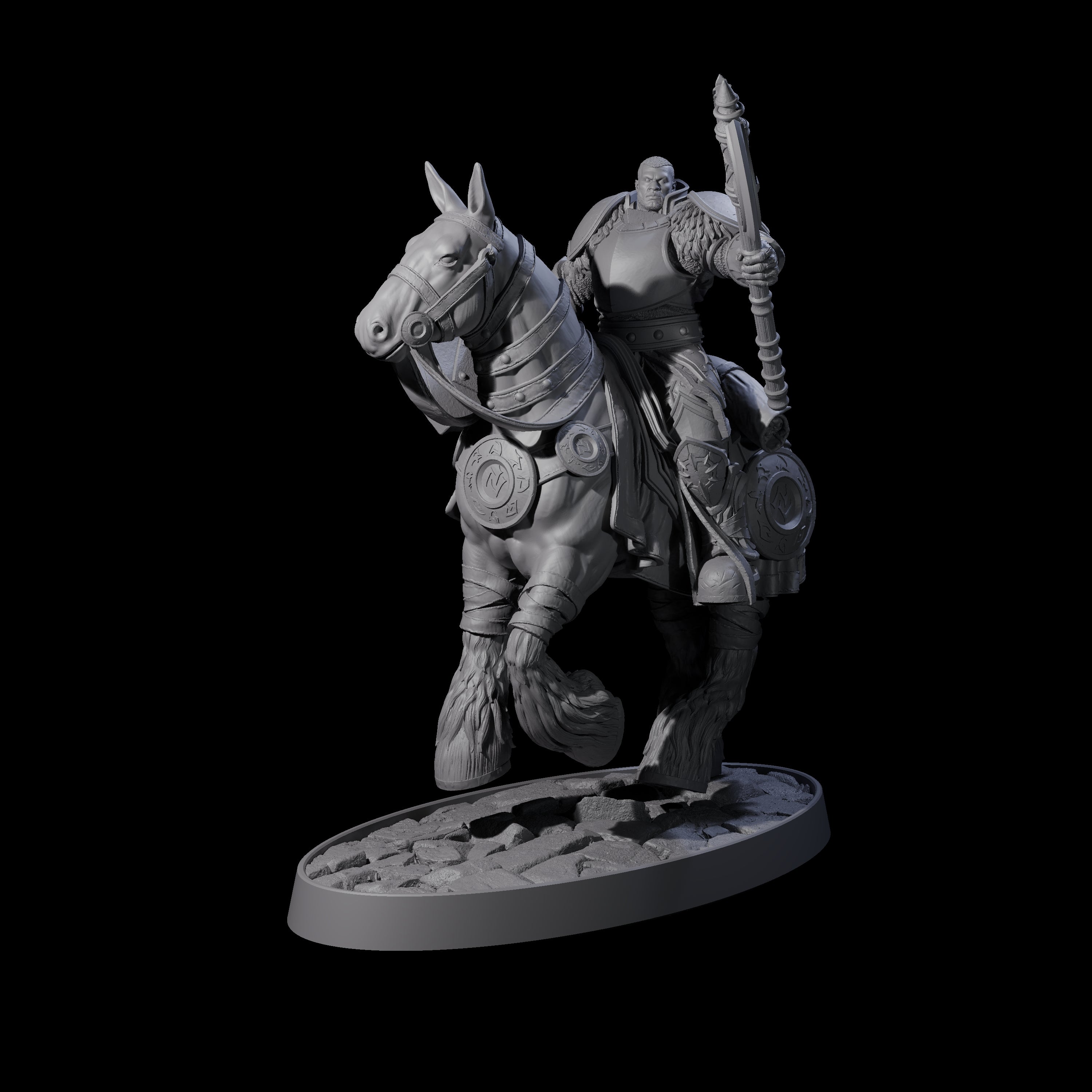 Heavy Cavalry of the Flames C Miniature for Dungeons and Dragons, Pathfinder or other TTRPGs