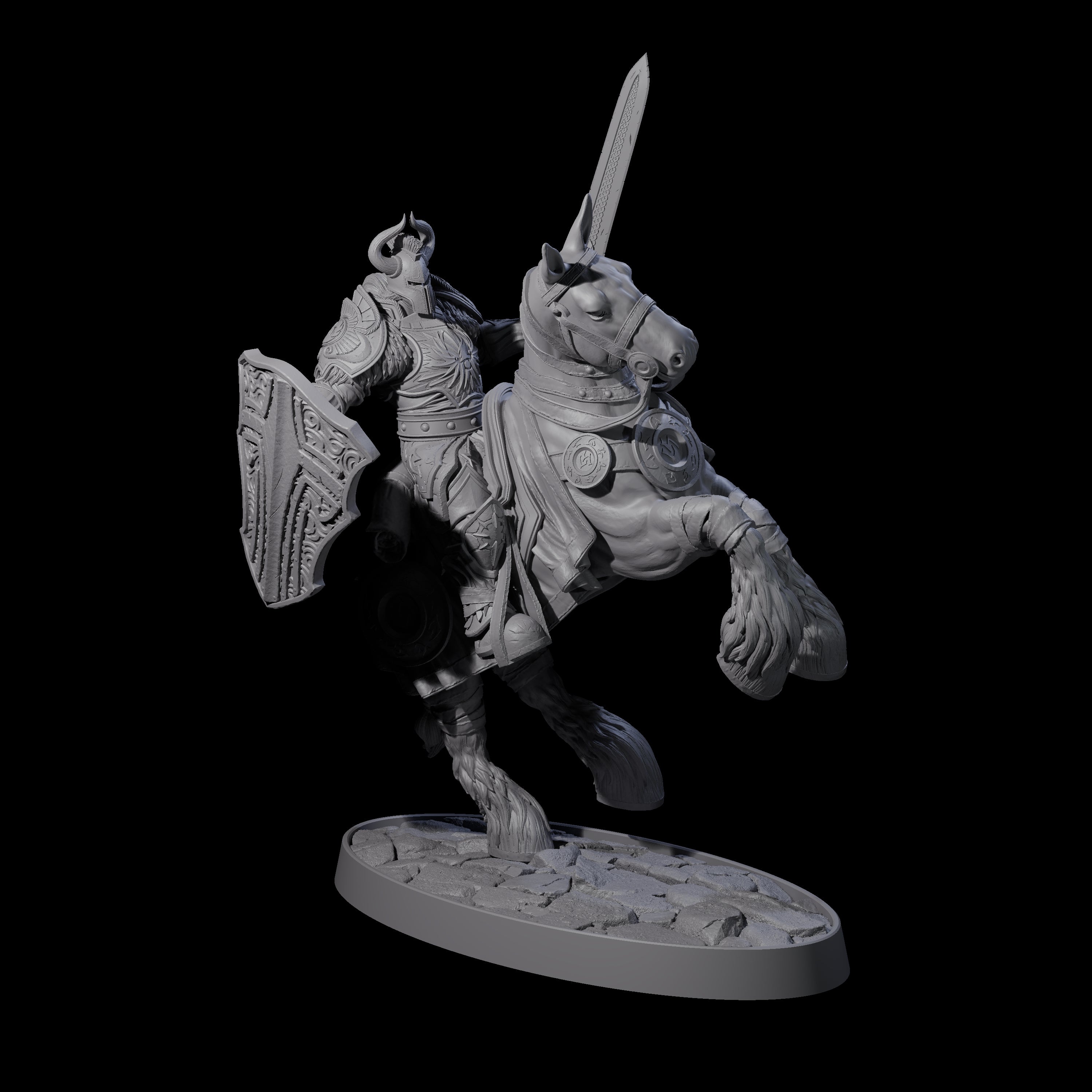 Heavy Cavalry of the Flames D Miniature for Dungeons and Dragons, Pathfinder or other TTRPGs
