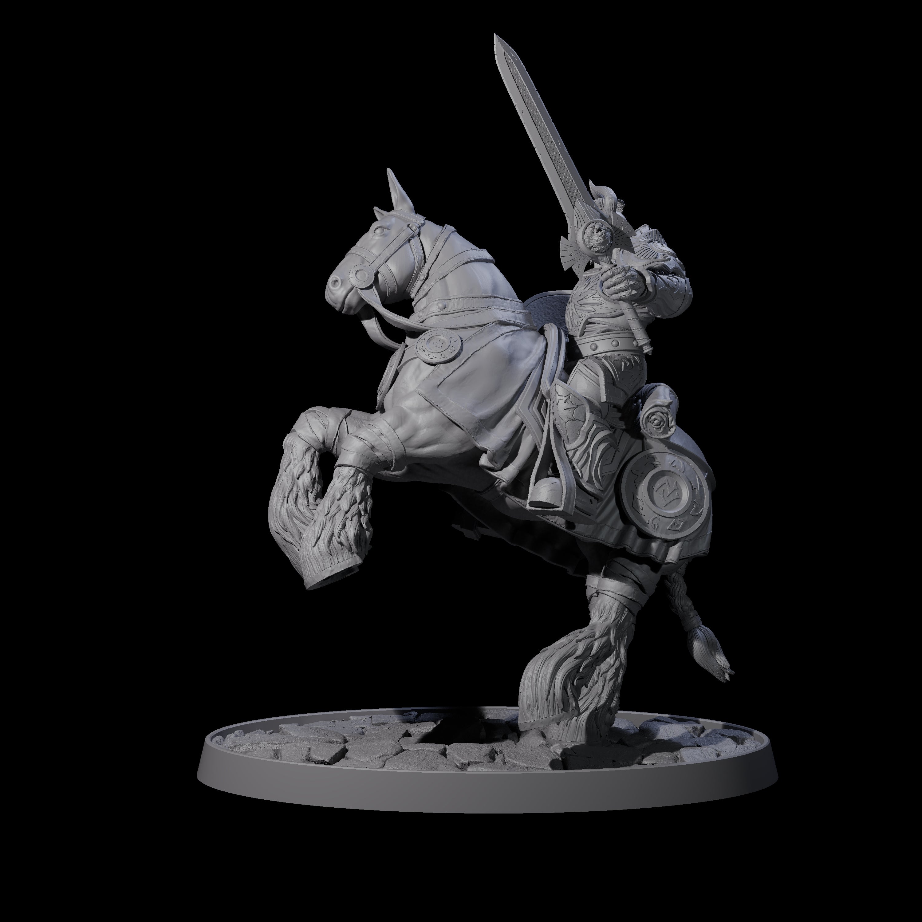 Heavy Cavalry of the Flames D Miniature for Dungeons and Dragons, Pathfinder or other TTRPGs