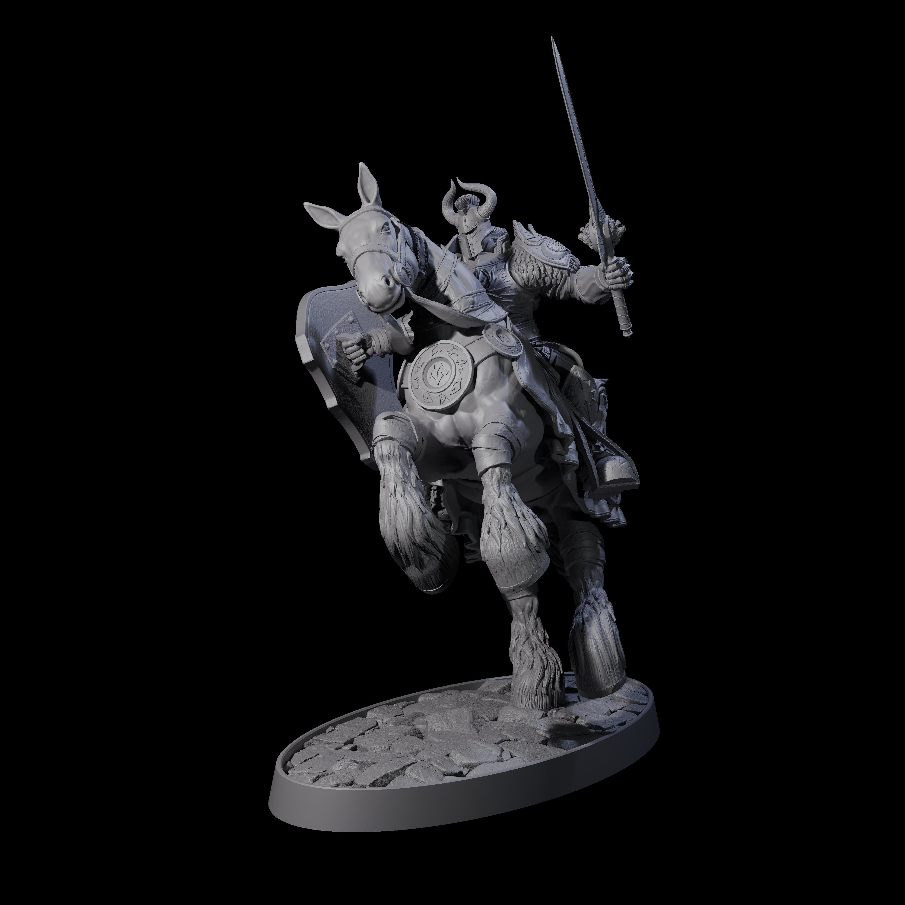 Heavy Cavalry of the Flames D Miniature for Dungeons and Dragons, Pathfinder or other TTRPGs