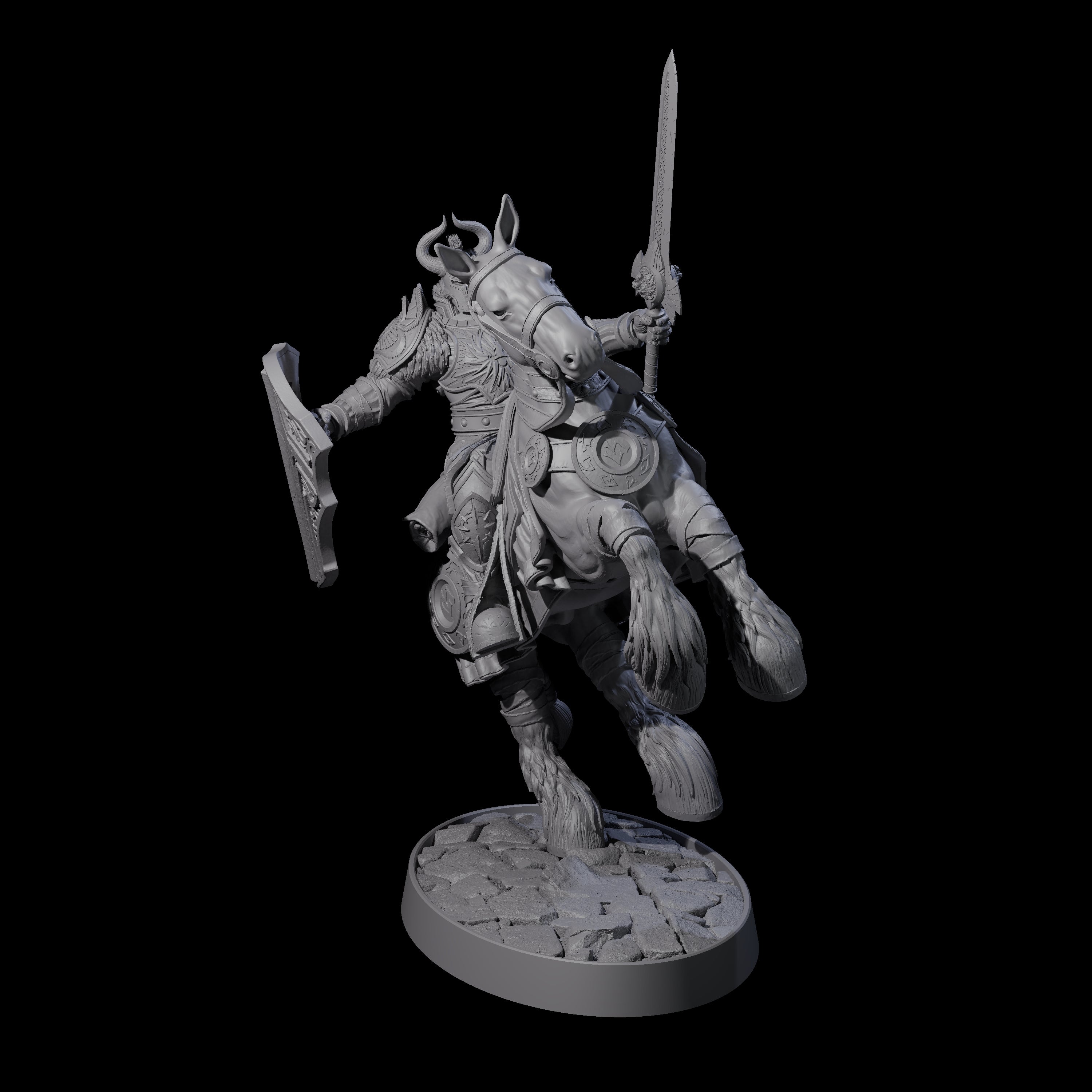 Heavy Cavalry of the Flames D Miniature for Dungeons and Dragons, Pathfinder or other TTRPGs