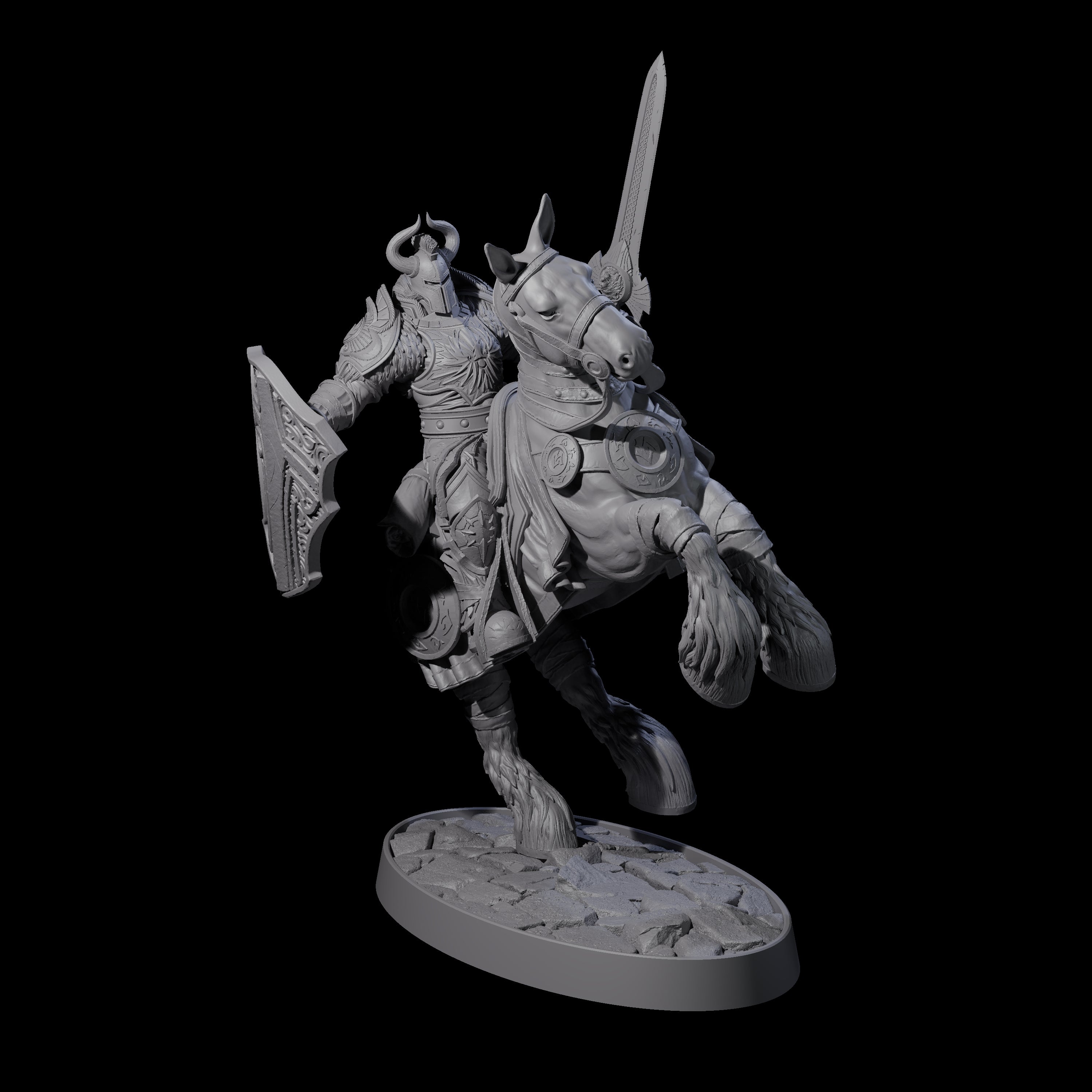 Heavy Cavalry of the Flames D Miniature for Dungeons and Dragons, Pathfinder or other TTRPGs