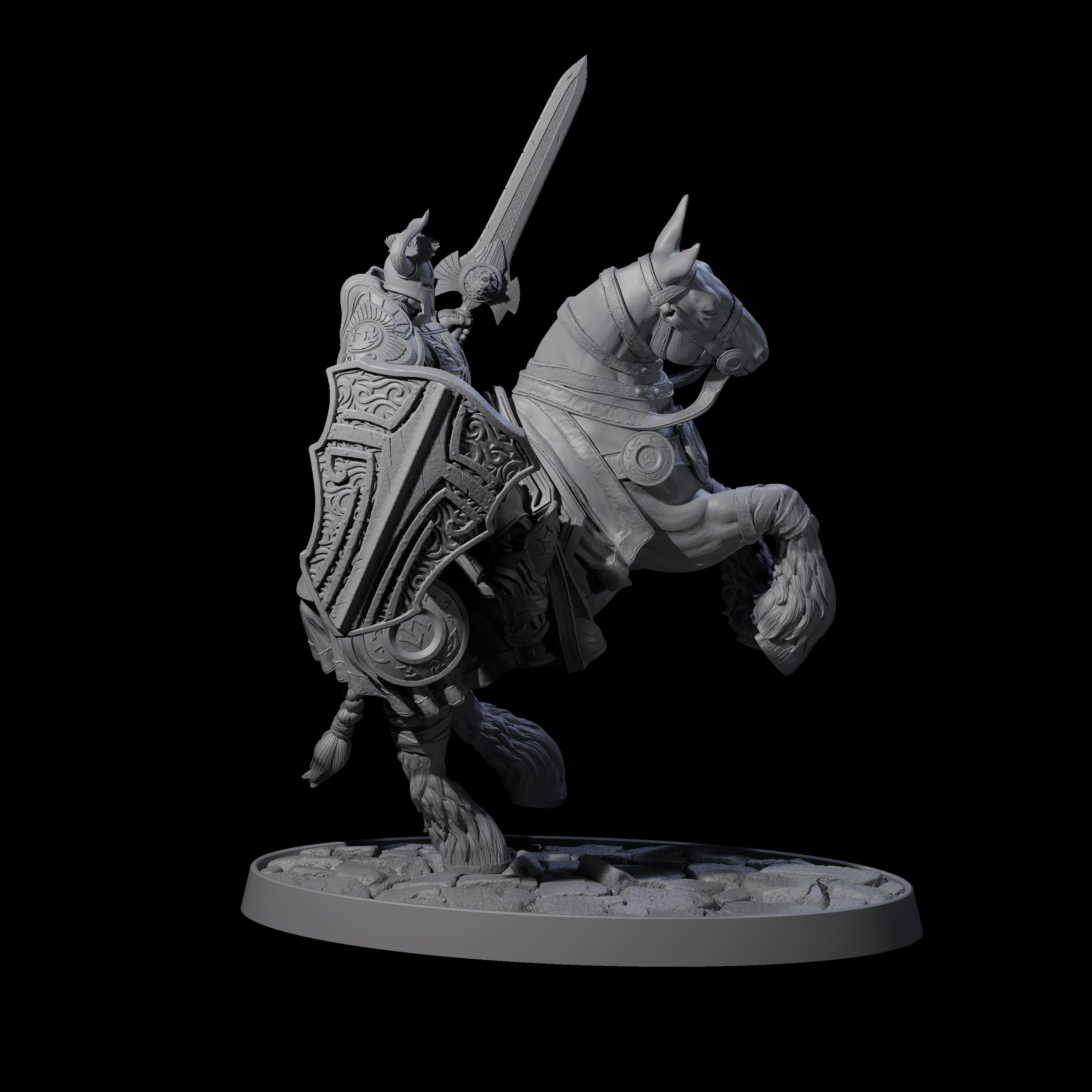 Heavy Cavalry of the Flames Miniature for Dungeons and Dragons, Pathfinder or other TTRPGs