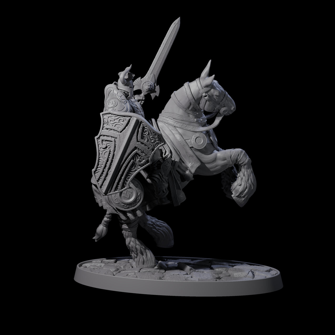 Heavy Cavalry of the Flames Miniature for Dungeons and Dragons, Pathfinder or other TTRPGs