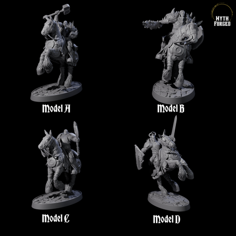 Heavy Cavalry of the Flames Miniature for Dungeons and Dragons, Pathfinder or other TTRPGs