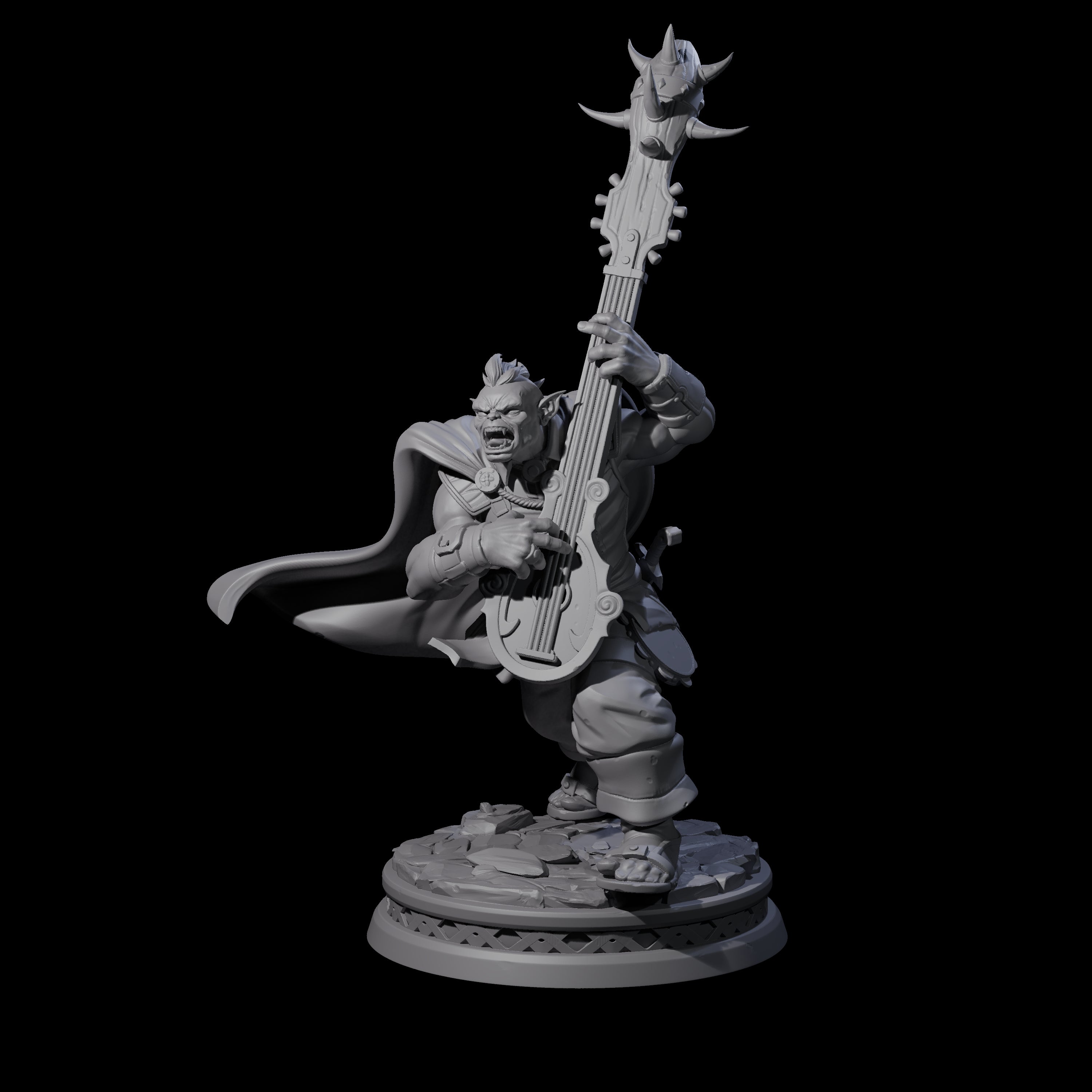 Heavy Metal Orc Bard Miniature for Dungeons and Dragons, Pathfinder or other TTRPGs
