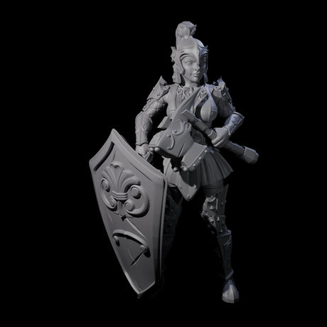 Heavy Shield Fighter Miniature for Dungeons and Dragons, Pathfinder or other TTRPGs