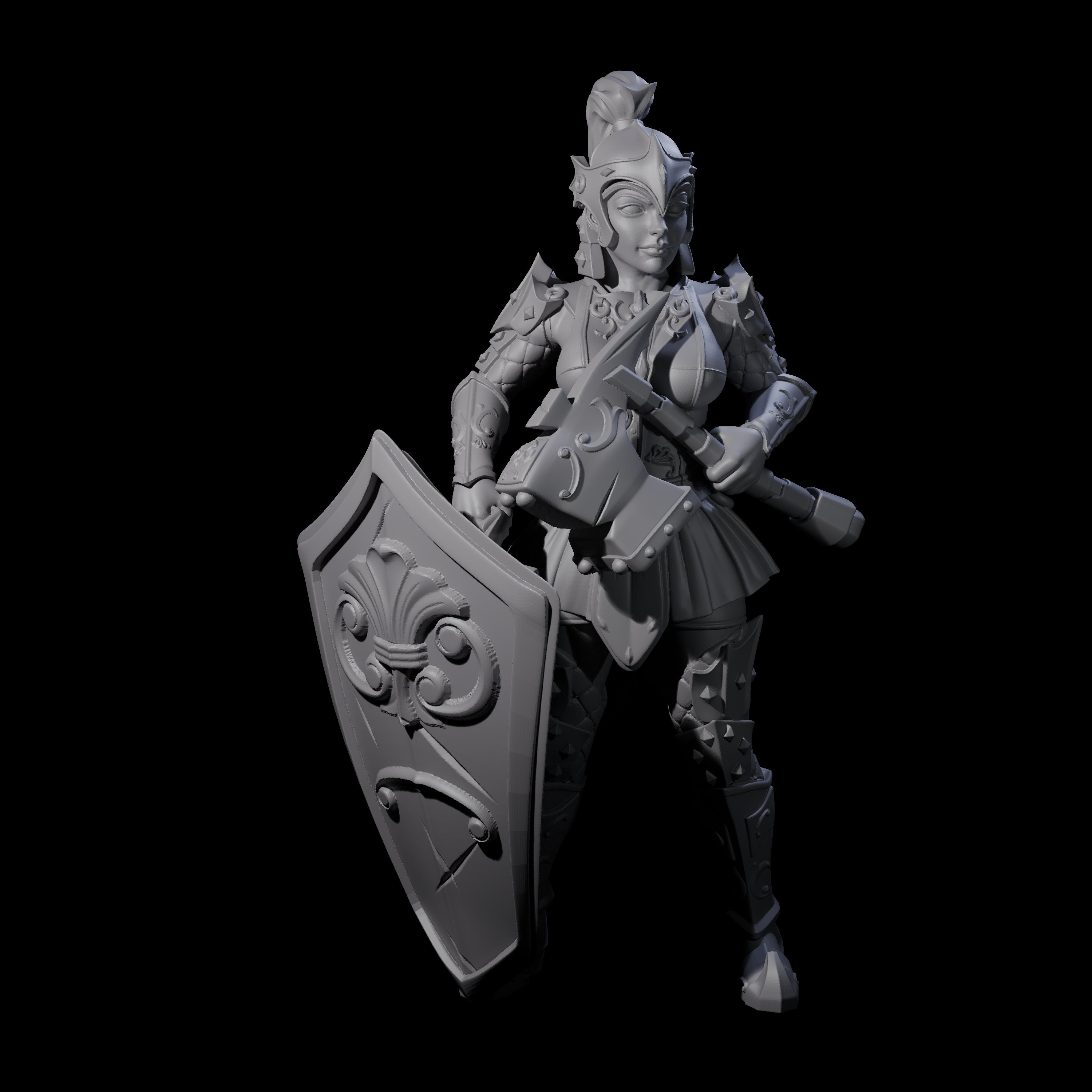 Heavy Shield Fighter Miniature for Dungeons and Dragons, Pathfinder or other TTRPGs
