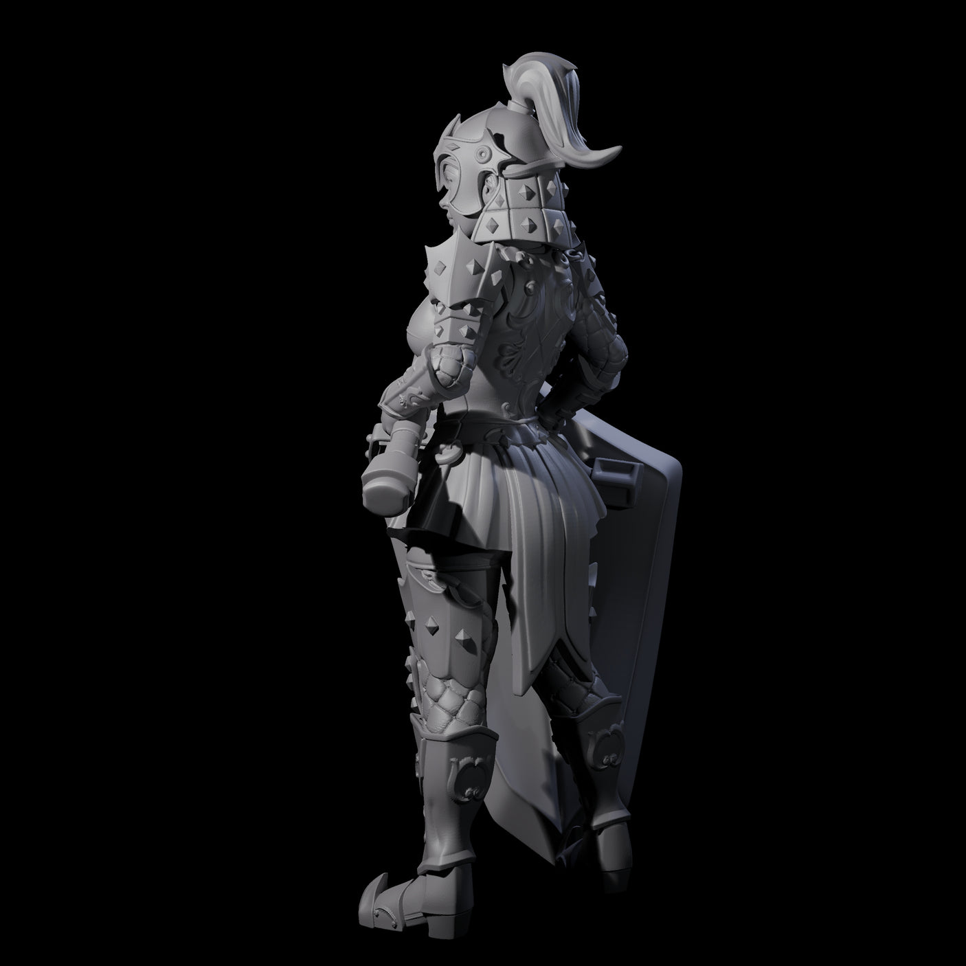 Heavy Shield Fighter Miniature for Dungeons and Dragons, Pathfinder or other TTRPGs