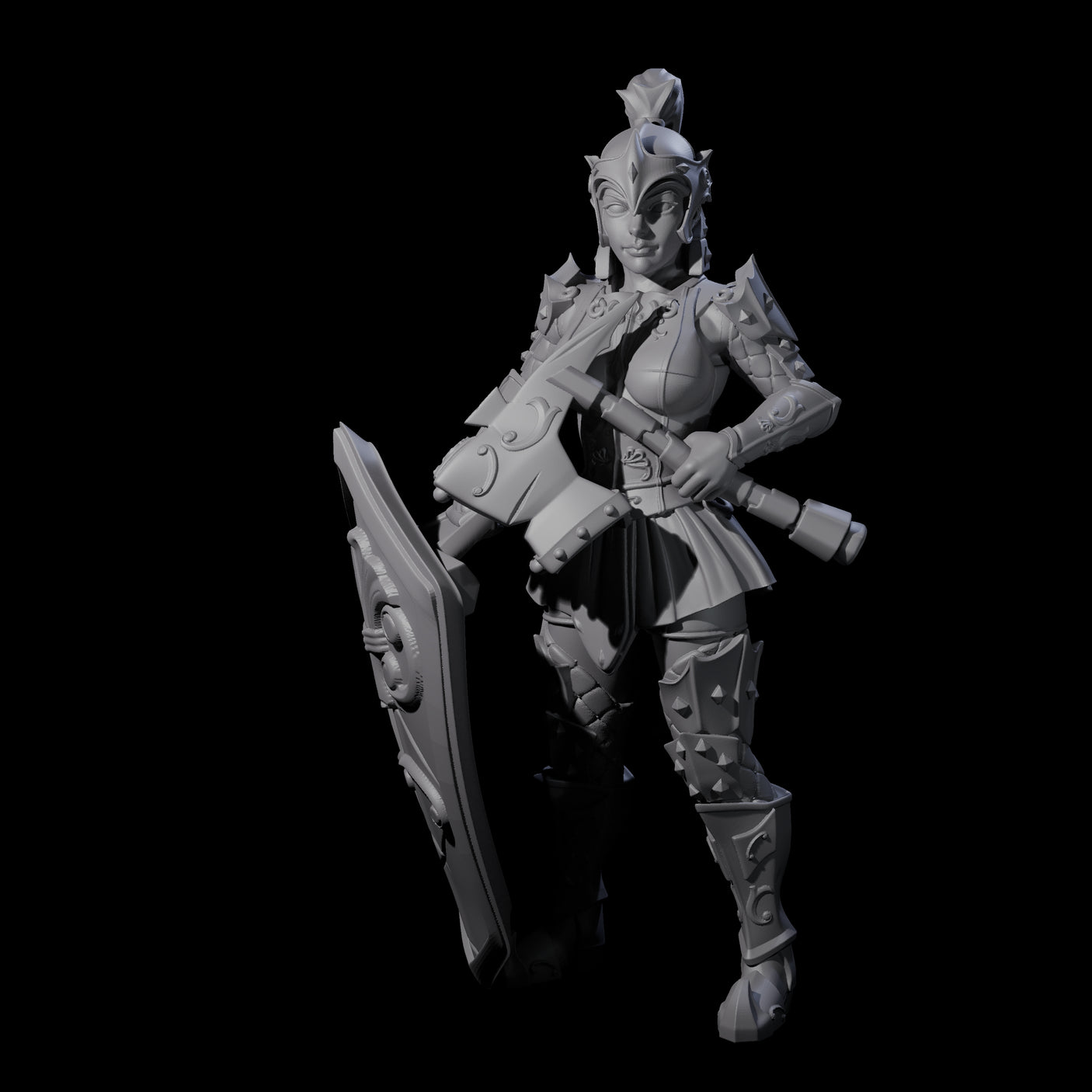 Heavy Shield Fighter Miniature for Dungeons and Dragons, Pathfinder or other TTRPGs