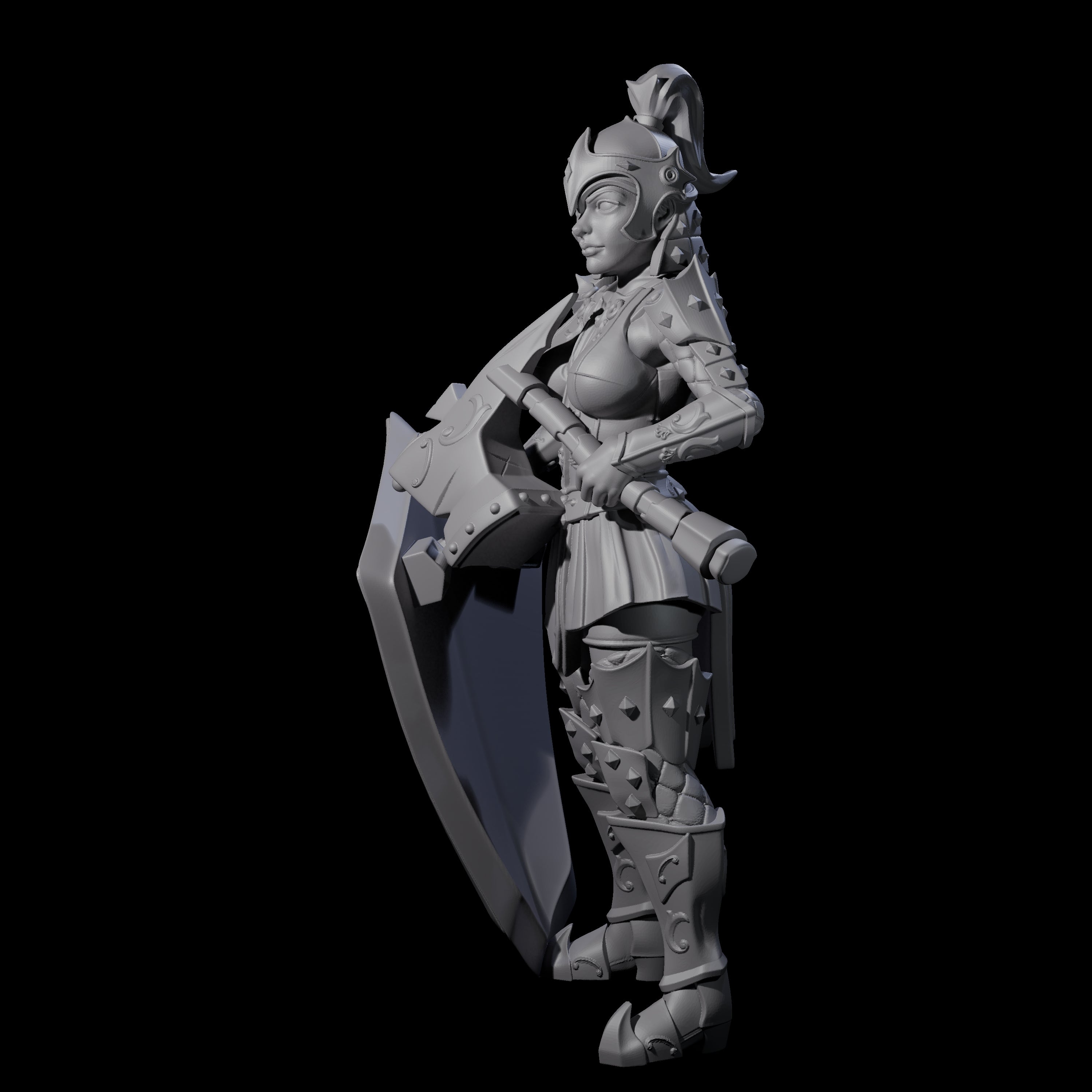 Heavy Shield Fighter Miniature for Dungeons and Dragons, Pathfinder or other TTRPGs