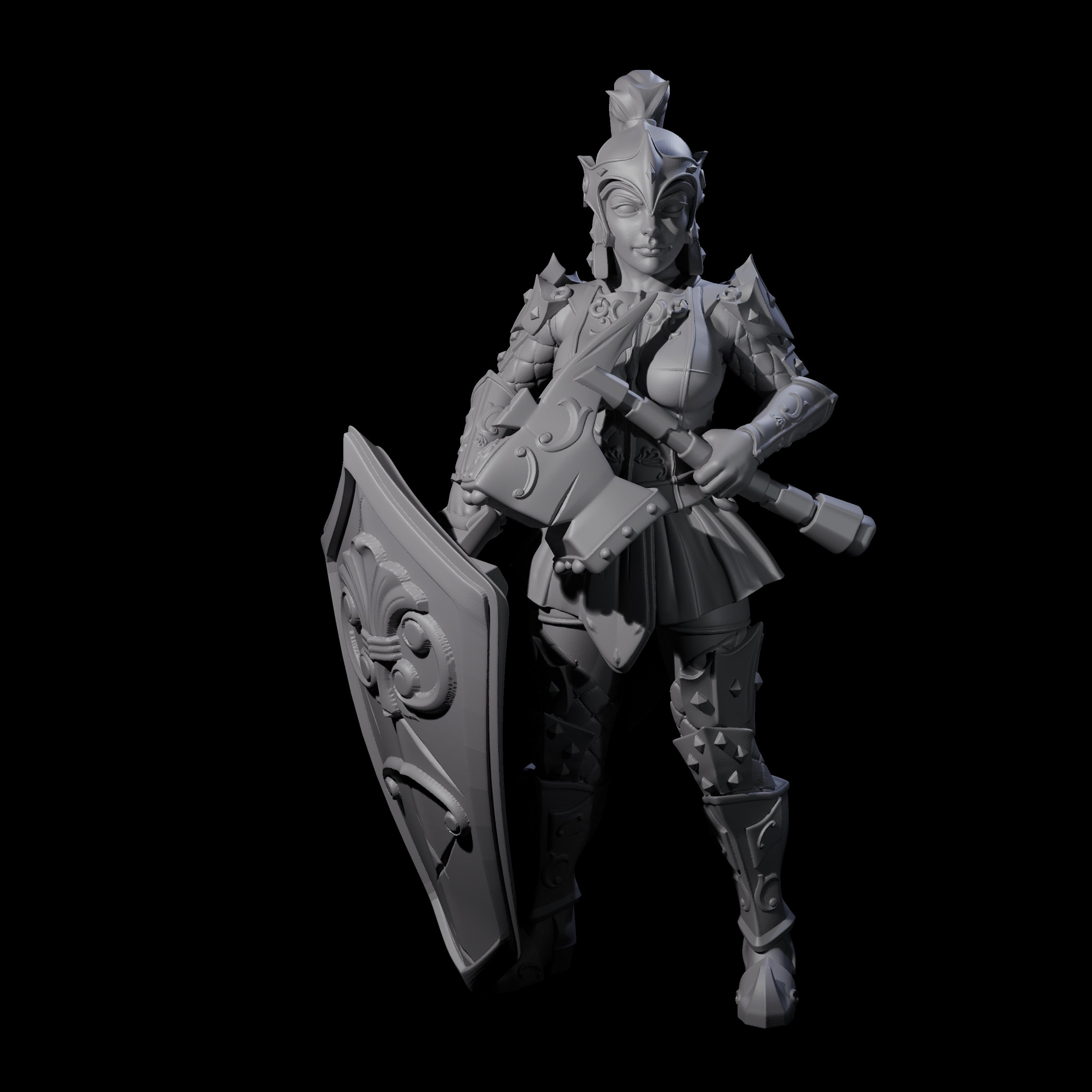 Heavy Shield Fighter Miniature for Dungeons and Dragons, Pathfinder or other TTRPGs