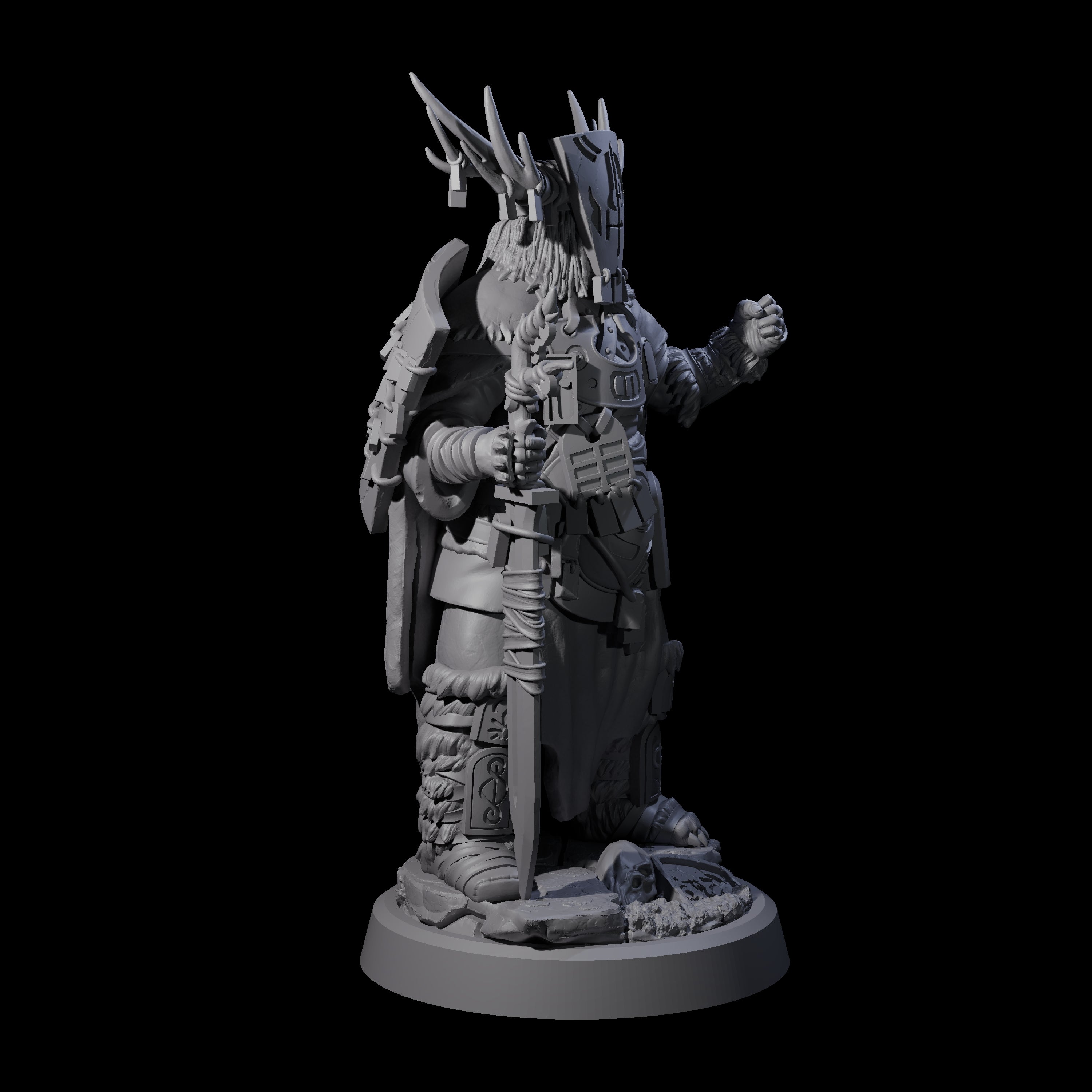 Helmed Uthgardt Barbarian Miniature for Dungeons and Dragons, Pathfinder or other TTRPGs