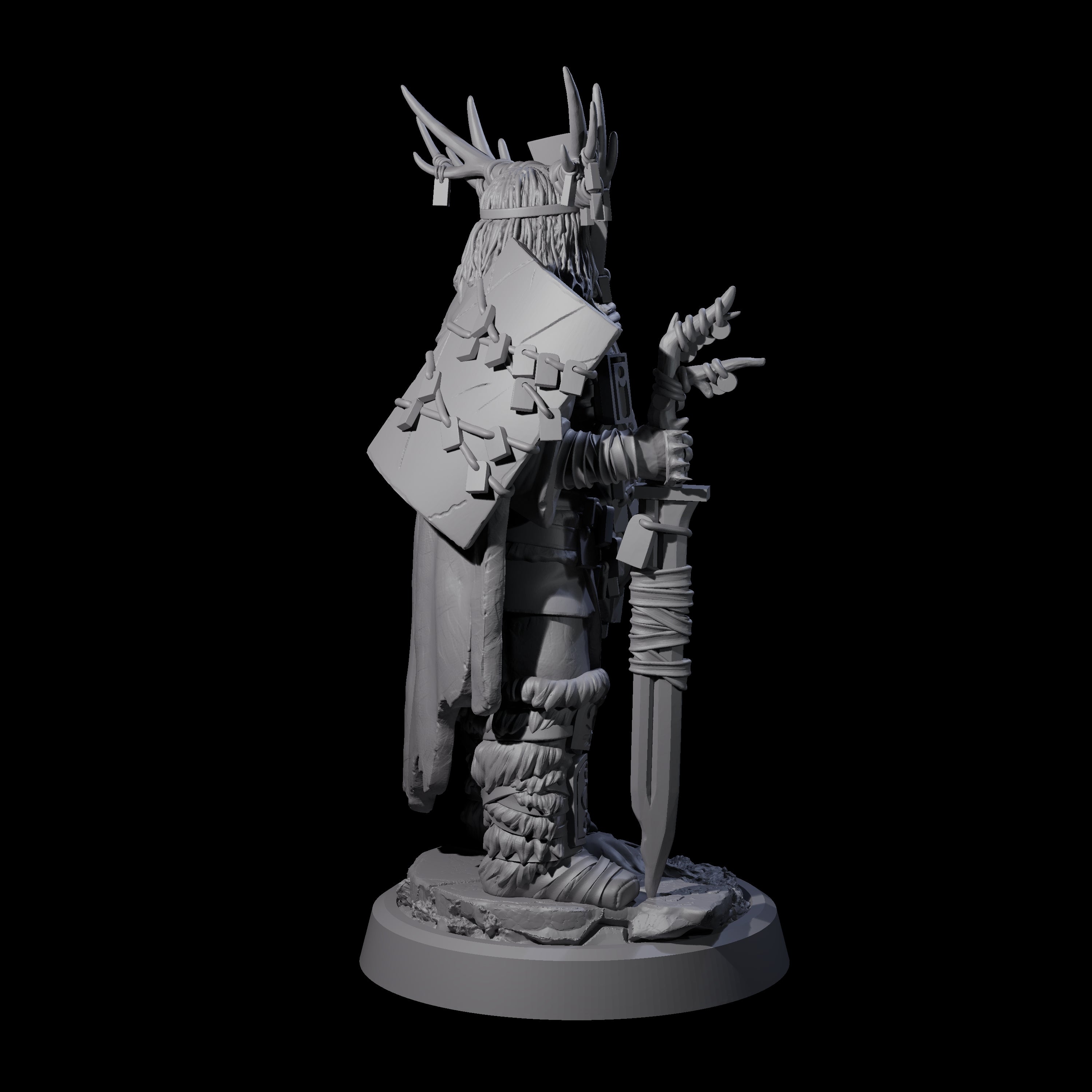 Helmed Uthgardt Barbarian Miniature for Dungeons and Dragons, Pathfinder or other TTRPGs