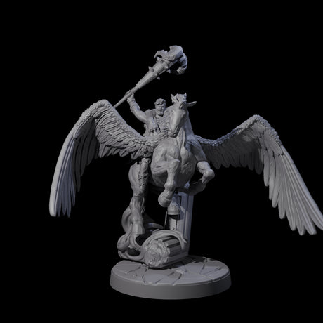 Hero riding a Pegasus Miniature for Dungeons and Dragons, Pathfinder or other TTRPGs