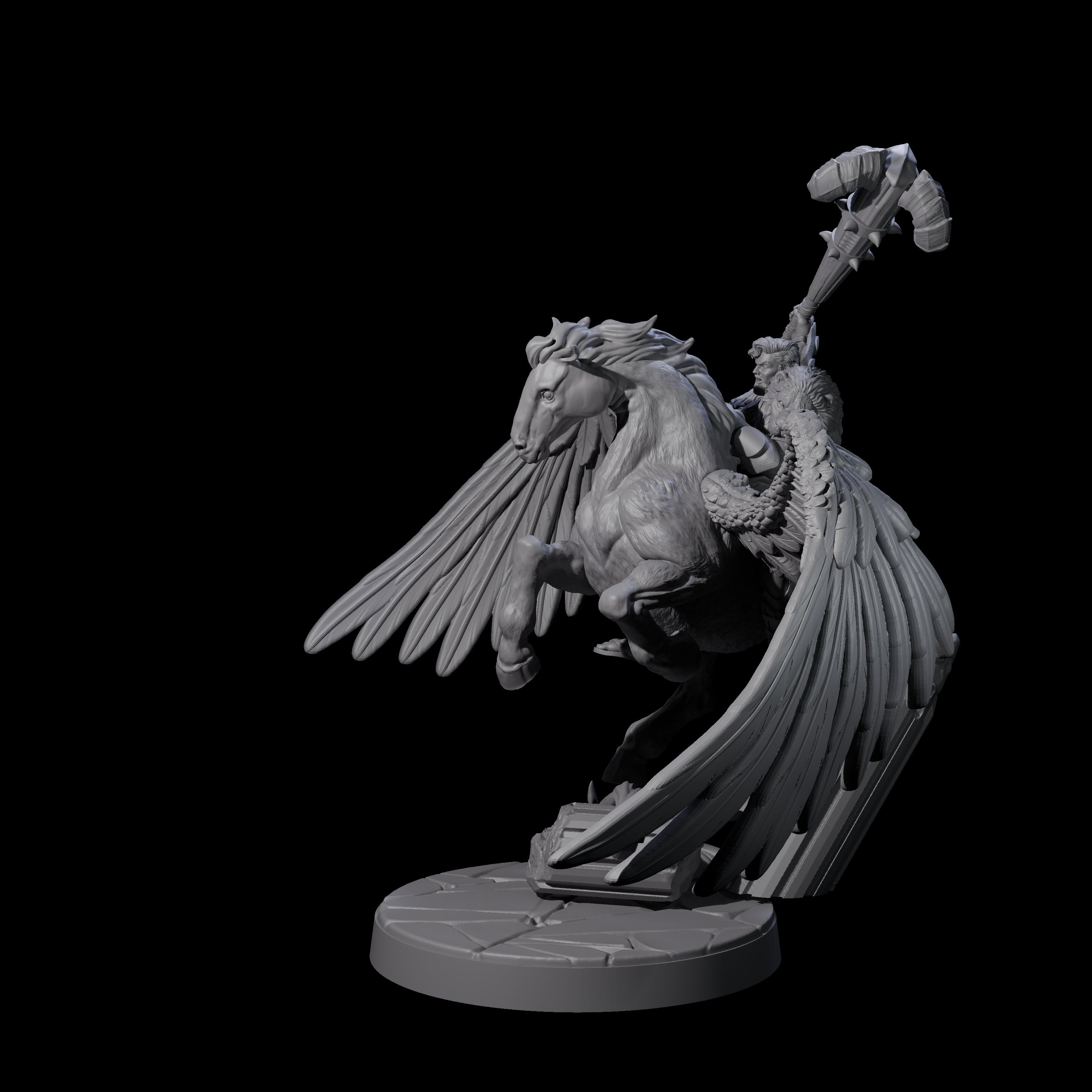 Hero riding a Pegasus Miniature for Dungeons and Dragons, Pathfinder or other TTRPGs