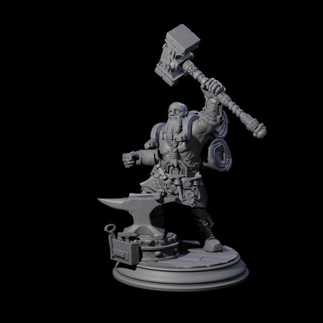 Heroic Dwarf Blacksmith Miniature for Dungeons and Dragons, Pathfinder or other TTRPGs